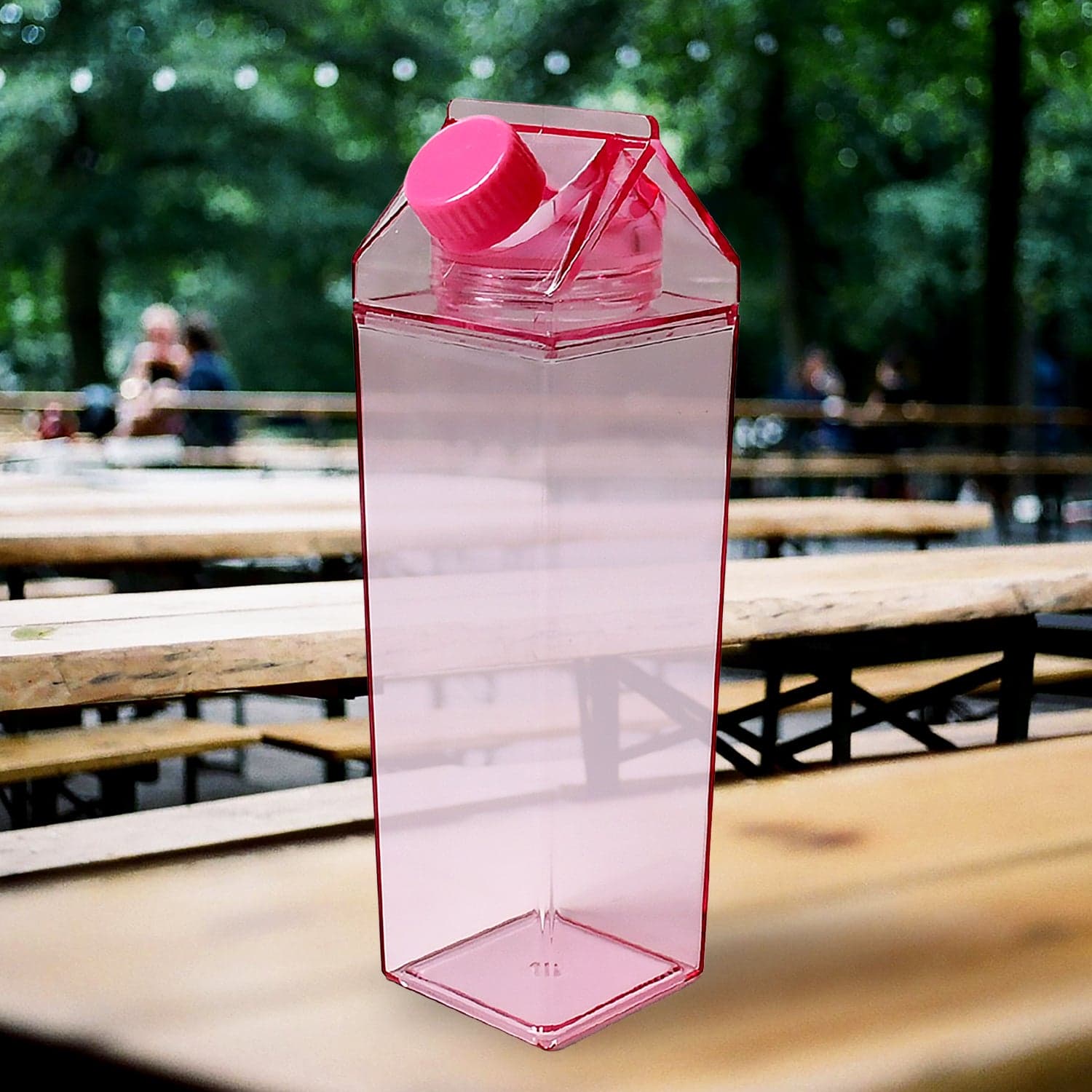 Plastic Milk Carton Colorful Clear Water Bottle, 17 Oz Portable Milk Box Leakproof Square Juice Bottle For Outdoor Sports Travel Camping thumbnail 3