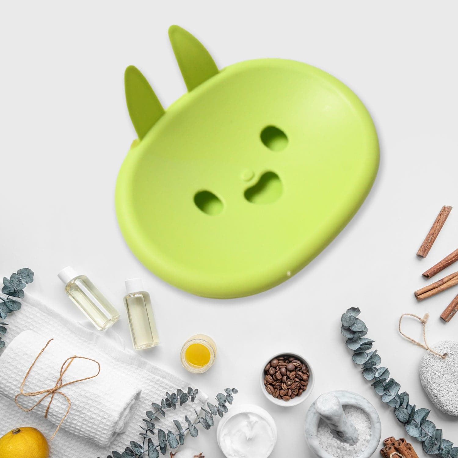 Soap Box Drain Soap Box Cute Rabbit Shape Double Soap Bowl Box Plastic Rack Storage Rack Bathroom Toilet Storage Box  thumbnail 7