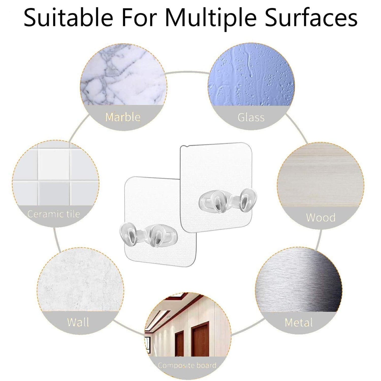 Transparent Self-Adhesive Wall Hook Of Drill-Free, Waterproof & Oil-Proof For Toothbrush, Socket (1 Pc) thumbnail 3