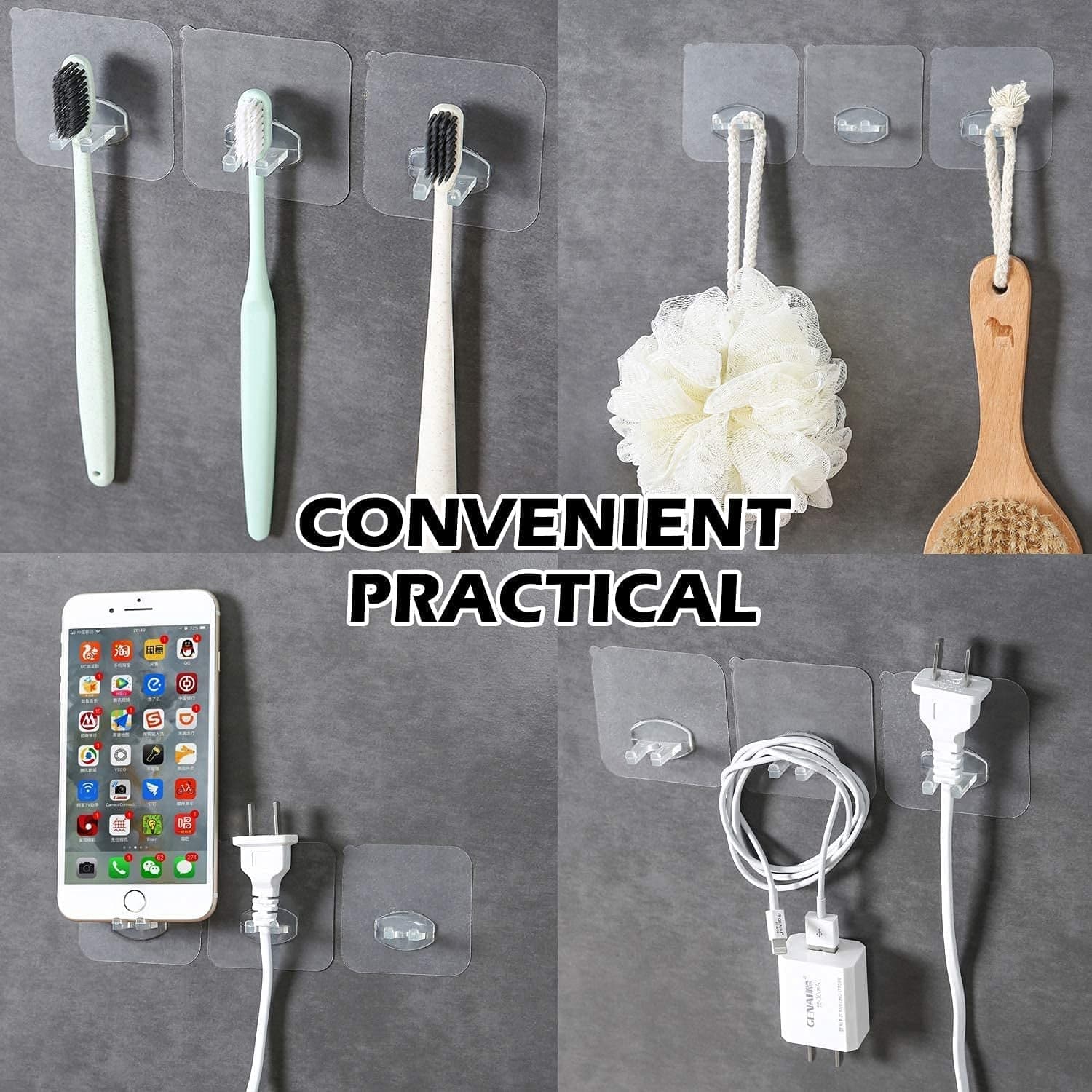 Transparent Self-Adhesive Wall Hook Of Drill-Free, Waterproof & Oil-Proof For Toothbrush, Socket (1 Pc) thumbnail 4