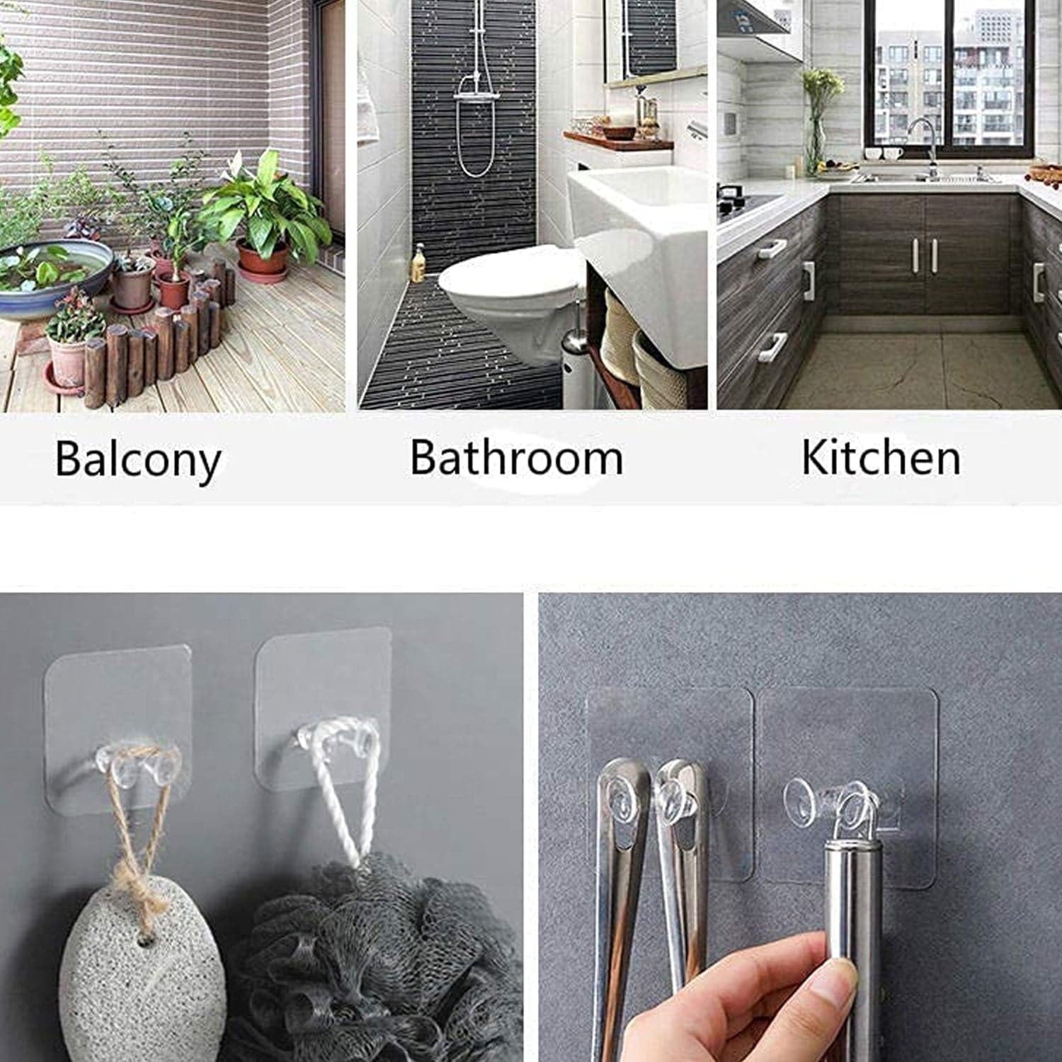 Transparent Self-Adhesive Wall Hook Of Drill-Free, Waterproof & Oil-Proof For Toothbrush, Socket (1 Pc) thumbnail 5