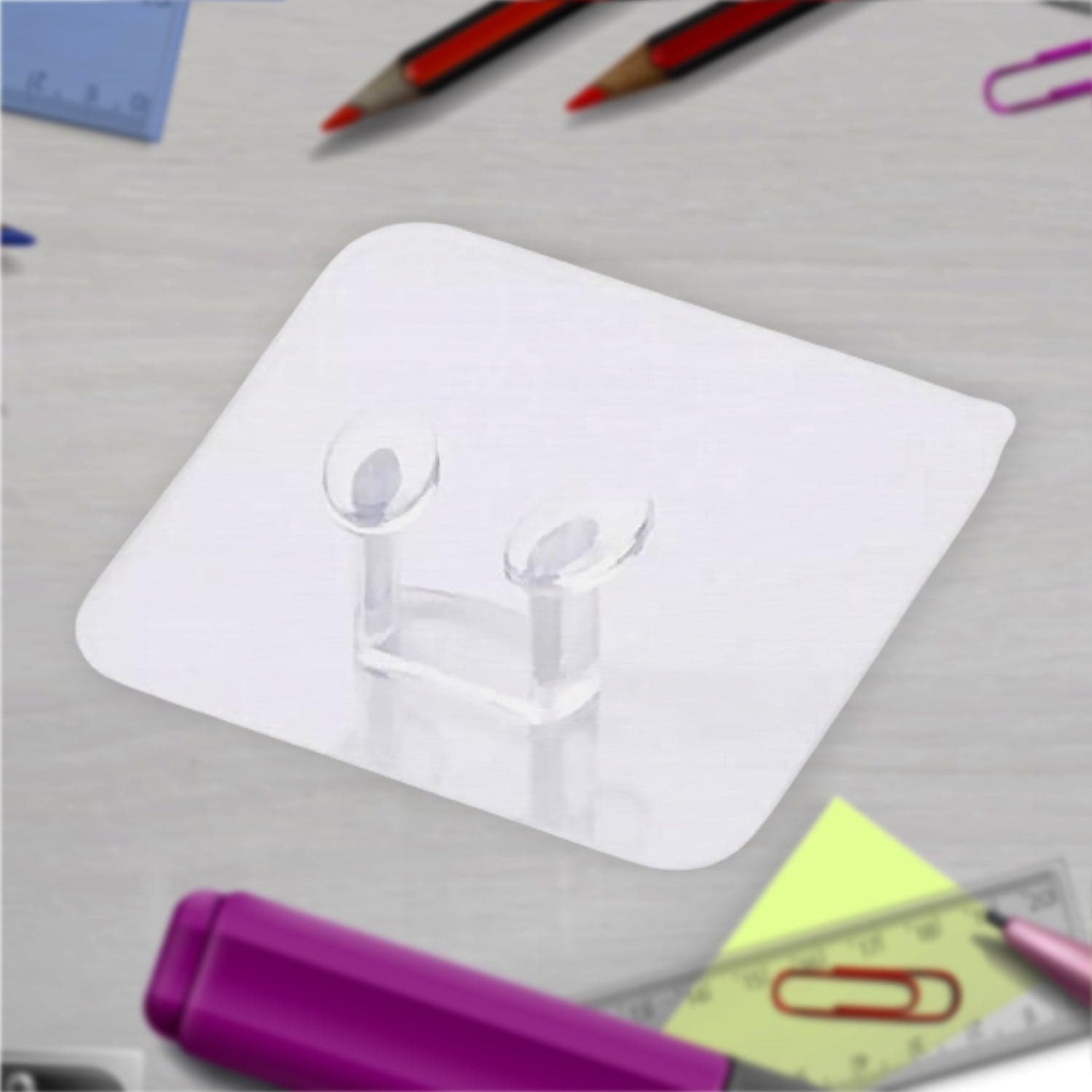 Transparent Self-Adhesive Wall Hook Of Drill-Free, Waterproof & Oil-Proof For Toothbrush, Socket (1 Pc) thumbnail 8