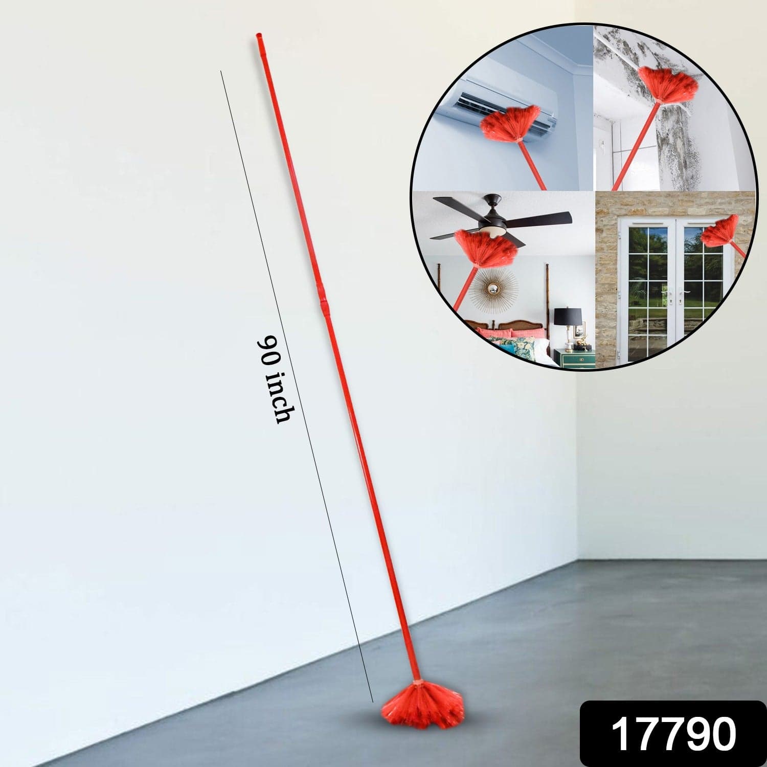 90-inch Metal Extendable Cobweb Brush of Ceiling, Fan & Light Dust Cleaning (MOQ: 3) thumbnail 2