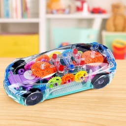 Automatic 360 Degree Rotating Transparent Gear Concept Car With Musical And 3D Flashing Lights Toy (Multicolor / Battery Not Included)
