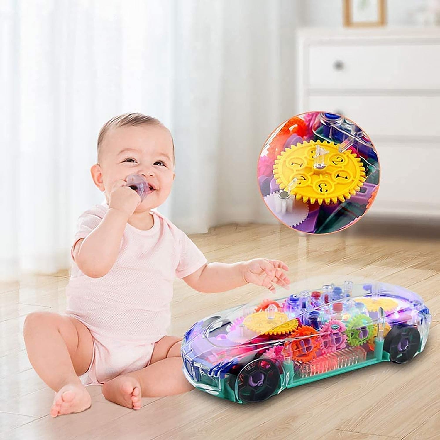 Automatic 360 Degree Rotating Transparent Gear Concept Car With Musical And 3D Flashing Lights Toy (Multicolor / Battery Not Included) thumbnail 7