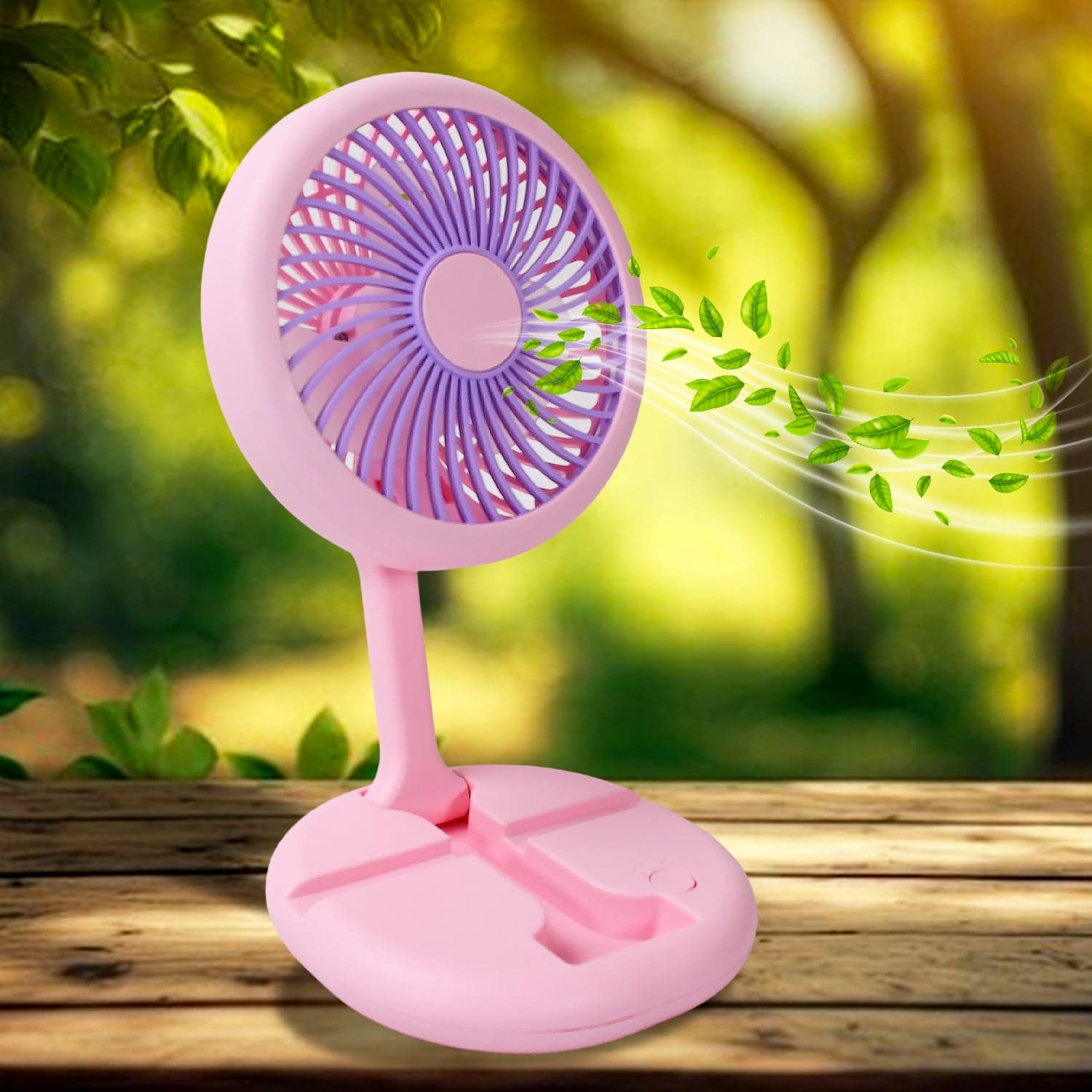 Usb Rechargeable Portable Fan With Led Light Heavy Duty & Foldable Fan With Charging Port Home thumbnail 3
