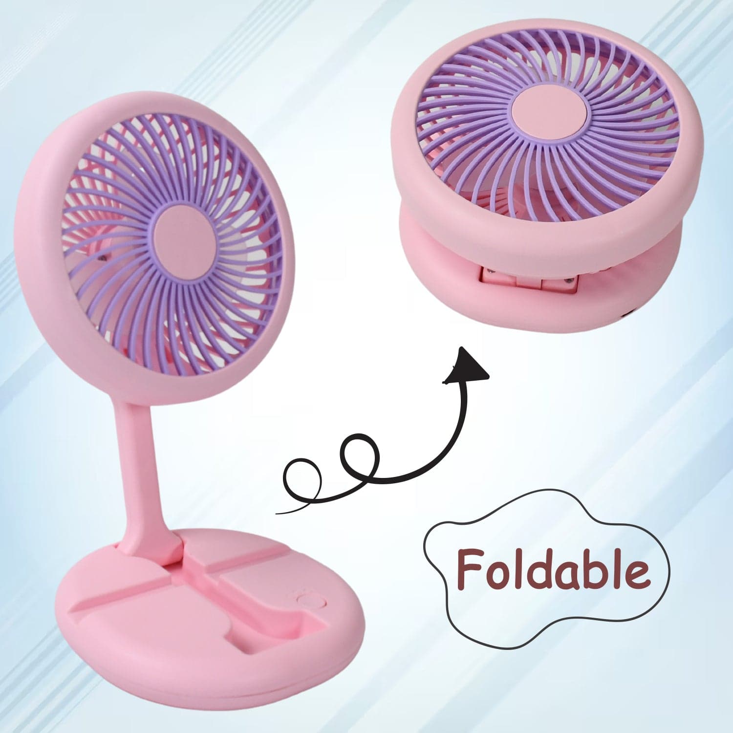 Usb Rechargeable Portable Fan With Led Light Heavy Duty & Foldable Fan With Charging Port Home thumbnail 4