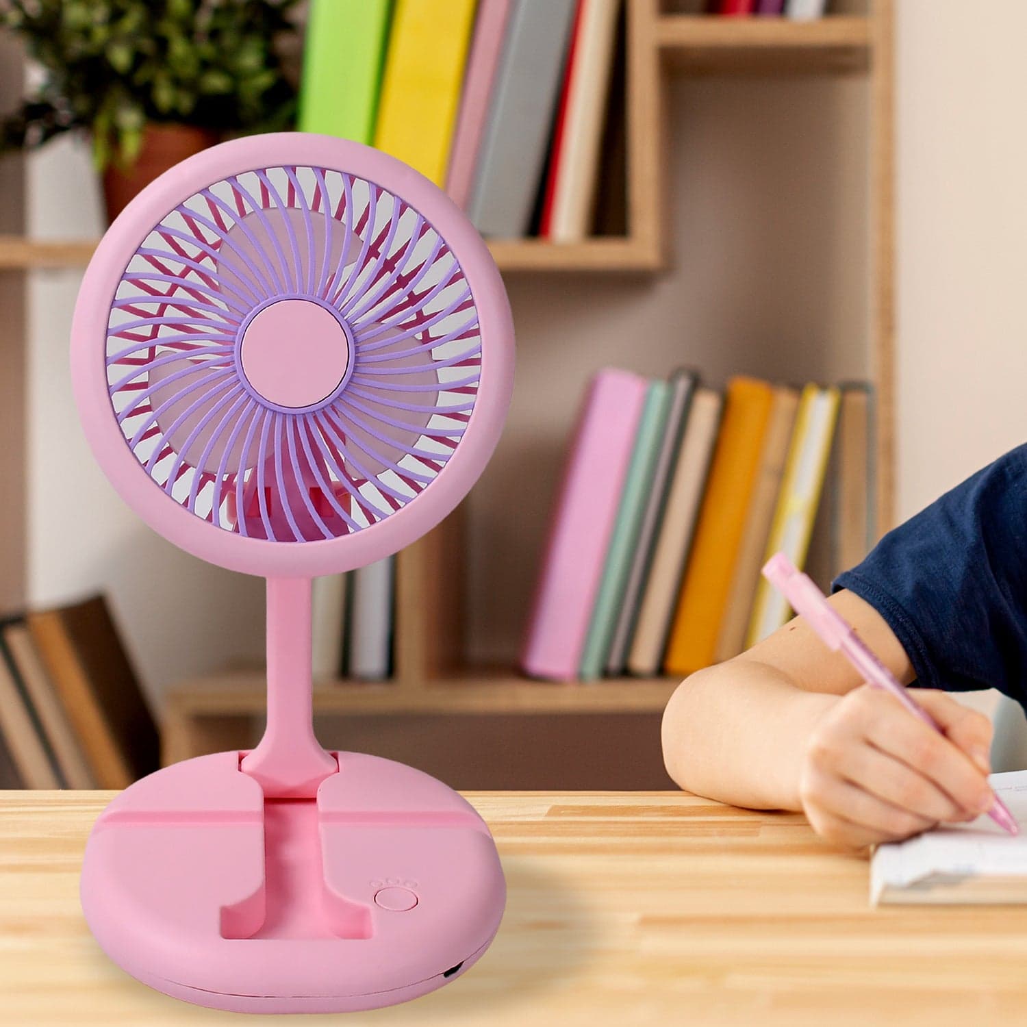 Usb Rechargeable Portable Fan With Led Light Heavy Duty & Foldable Fan With Charging Port Home thumbnail 7