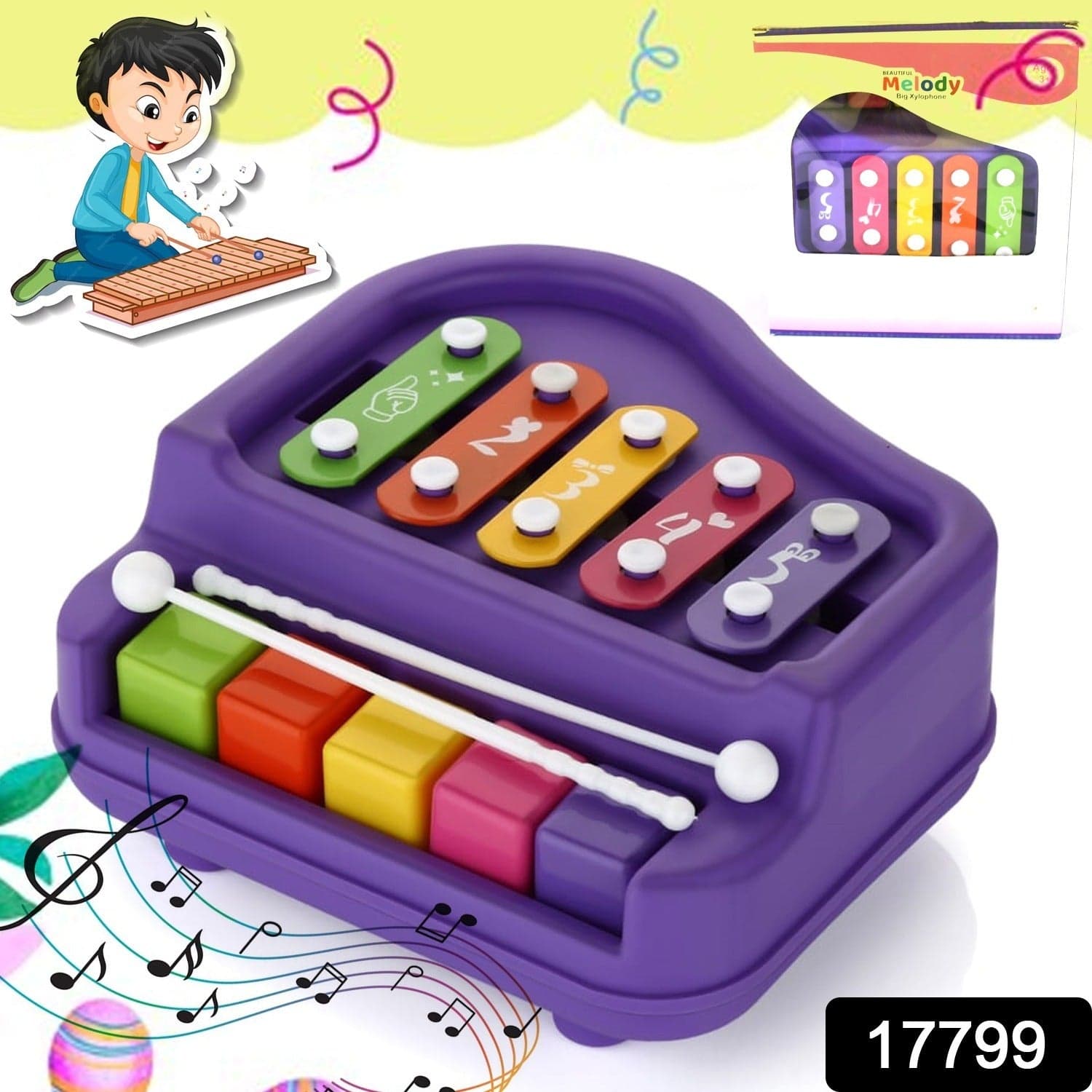 2 In 1 Baby Piano Xylophone Toy For Toddlers thumbnail 2