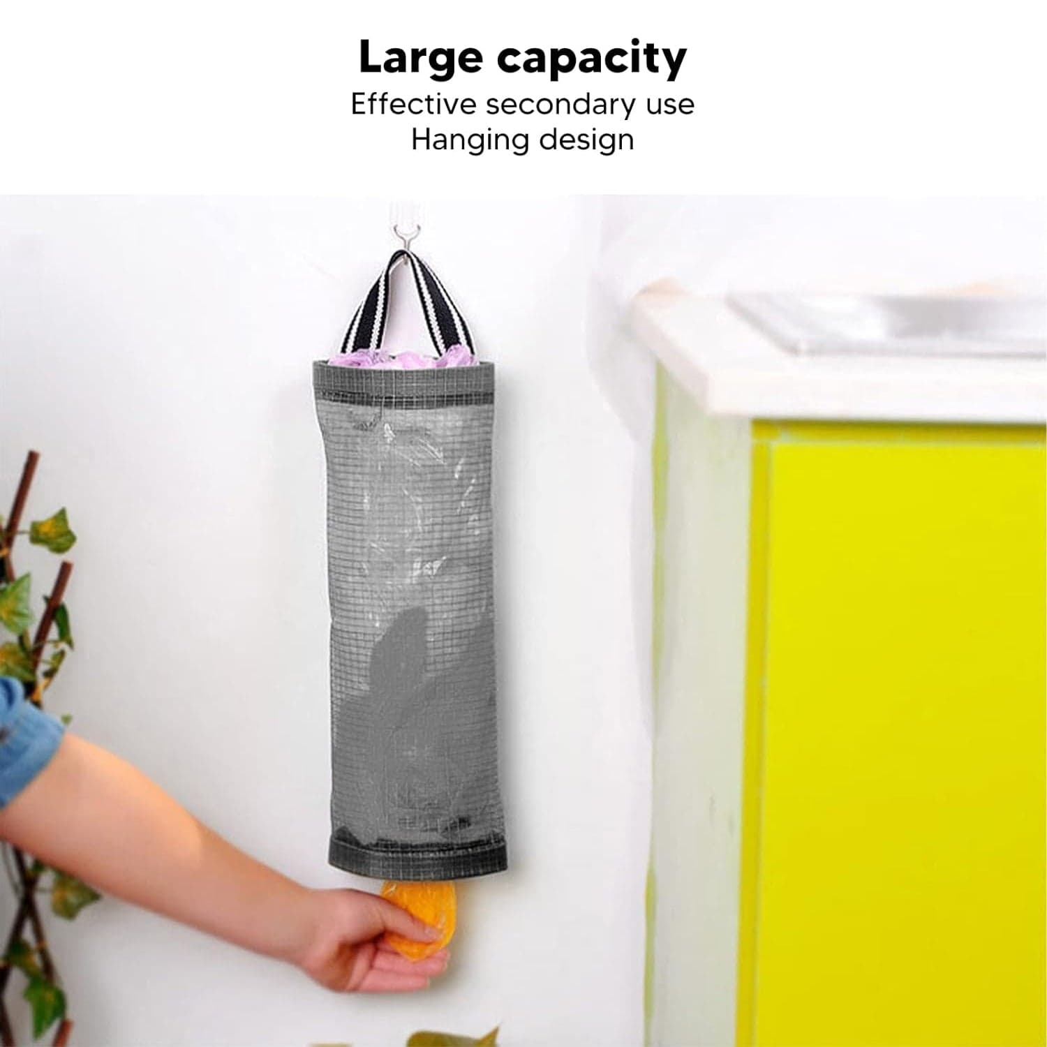 Hanging Waste Bag Holder Of Large Capacity Garbage Storage With Sturdy Handle For Home thumbnail 5