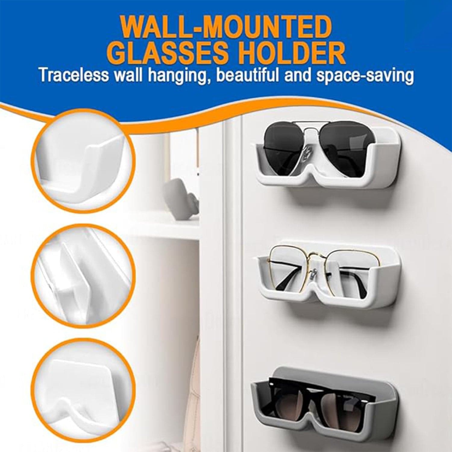 Wall Mount Sunglass Organizer Simple Space Saving Glasses Storage Box (2 Pcs Set) thumbnail 6