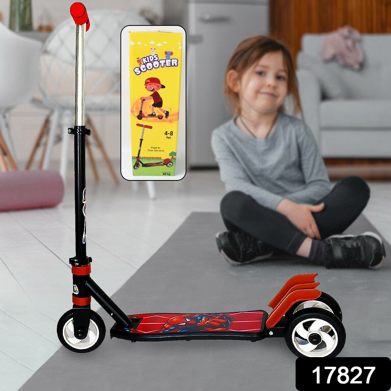 Basic Kids Ride On Leg Push Scooter For Boys And Girls (4 - 8 Years Old Kids) (1 Pc / 3 Wheel) thumbnail 2