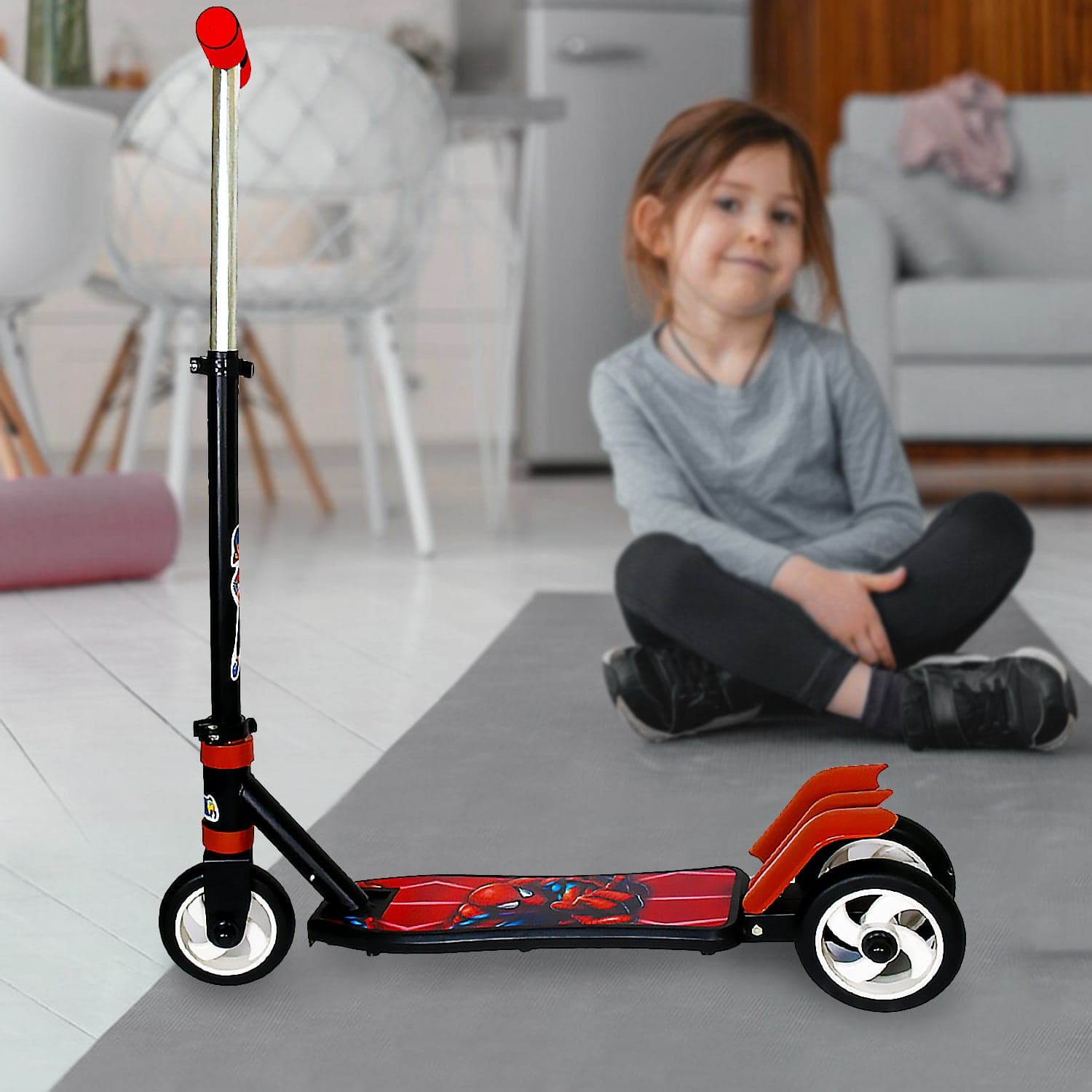 Basic Kids Ride On Leg Push Scooter For Boys And Girls (4 - 8 Years Old Kids) (1 Pc / 3 Wheel) thumbnail 3