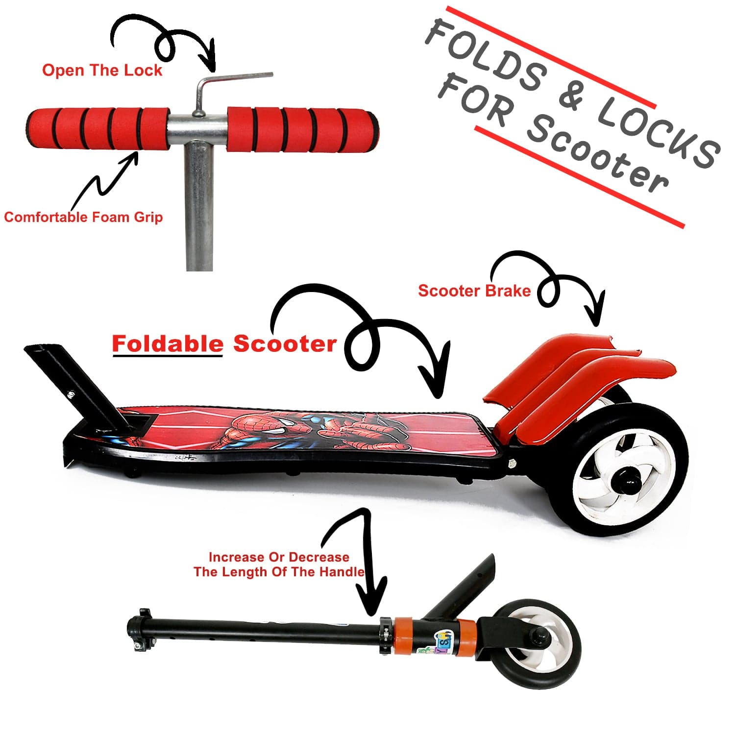 Basic Kids Ride On Leg Push Scooter For Boys And Girls (4 - 8 Years Old Kids) (1 Pc / 3 Wheel) thumbnail 5