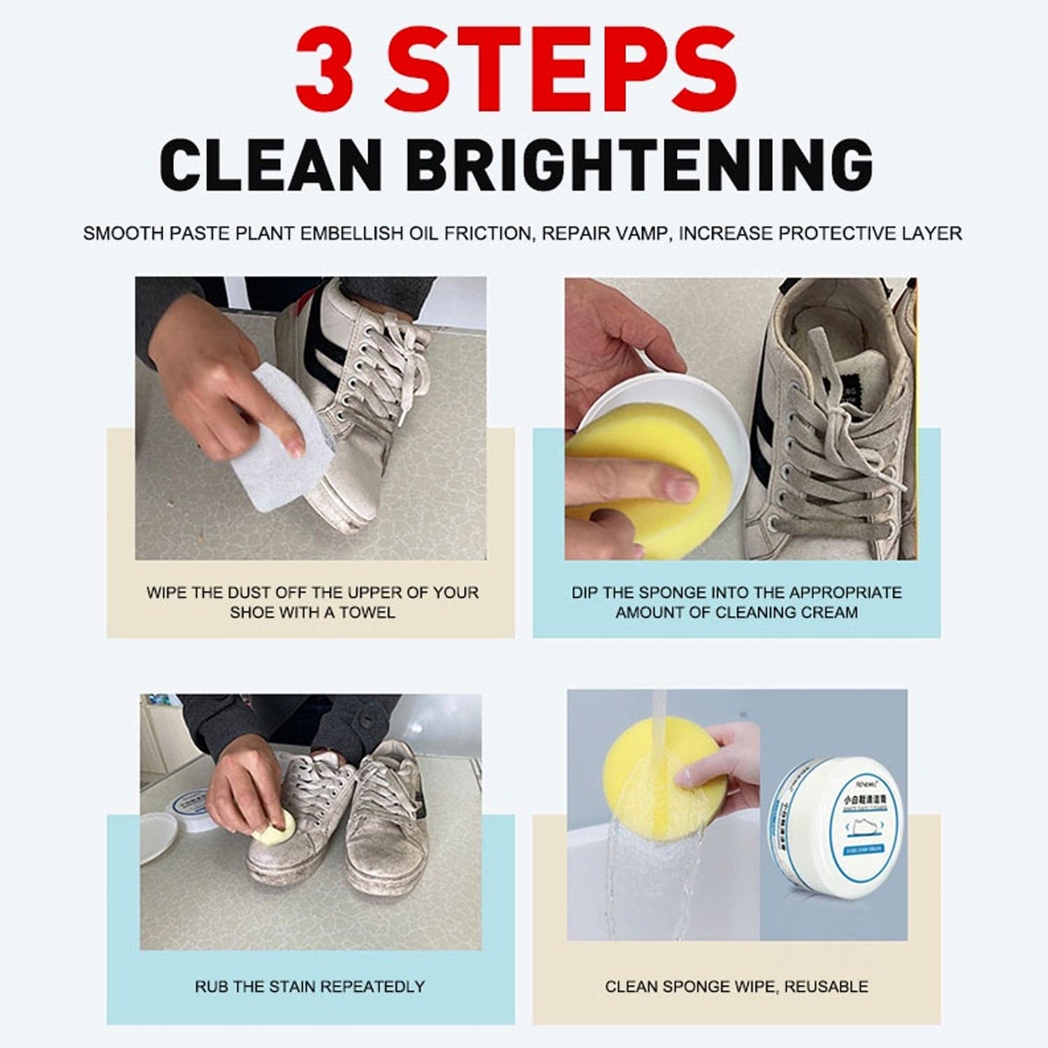 Stain Remover Cleansing Cream For Shoe (120 Gm Approx) thumbnail 7