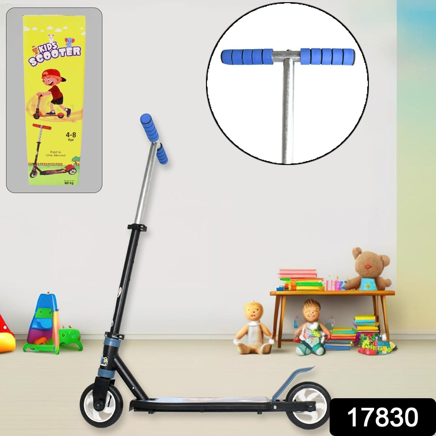 Foldable Kids Ride-On Scooter of 2-Wheel, Height Adjustable (4-8 yrs, Multicolor) thumbnail 2