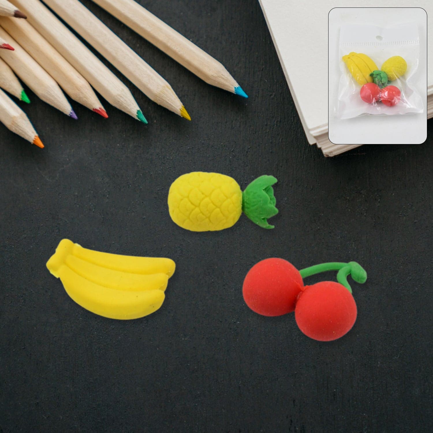 Mix Design Fancy & Stylish Colorful Erasers (1 Set / 3 Pc Set) thumbnail 2