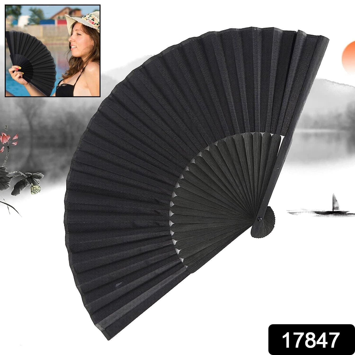 Folding Handheld Pretty Hand Fan Wedding Party Accessory Pocket Sized Fan For Wedding Gift thumbnail 2