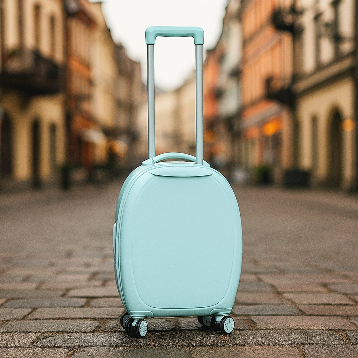 17849 Suitcase For Kids Girls Green Small Cabin Hard Cover Holiday Carry On Trolley With Extendable Handle thumbnail 1