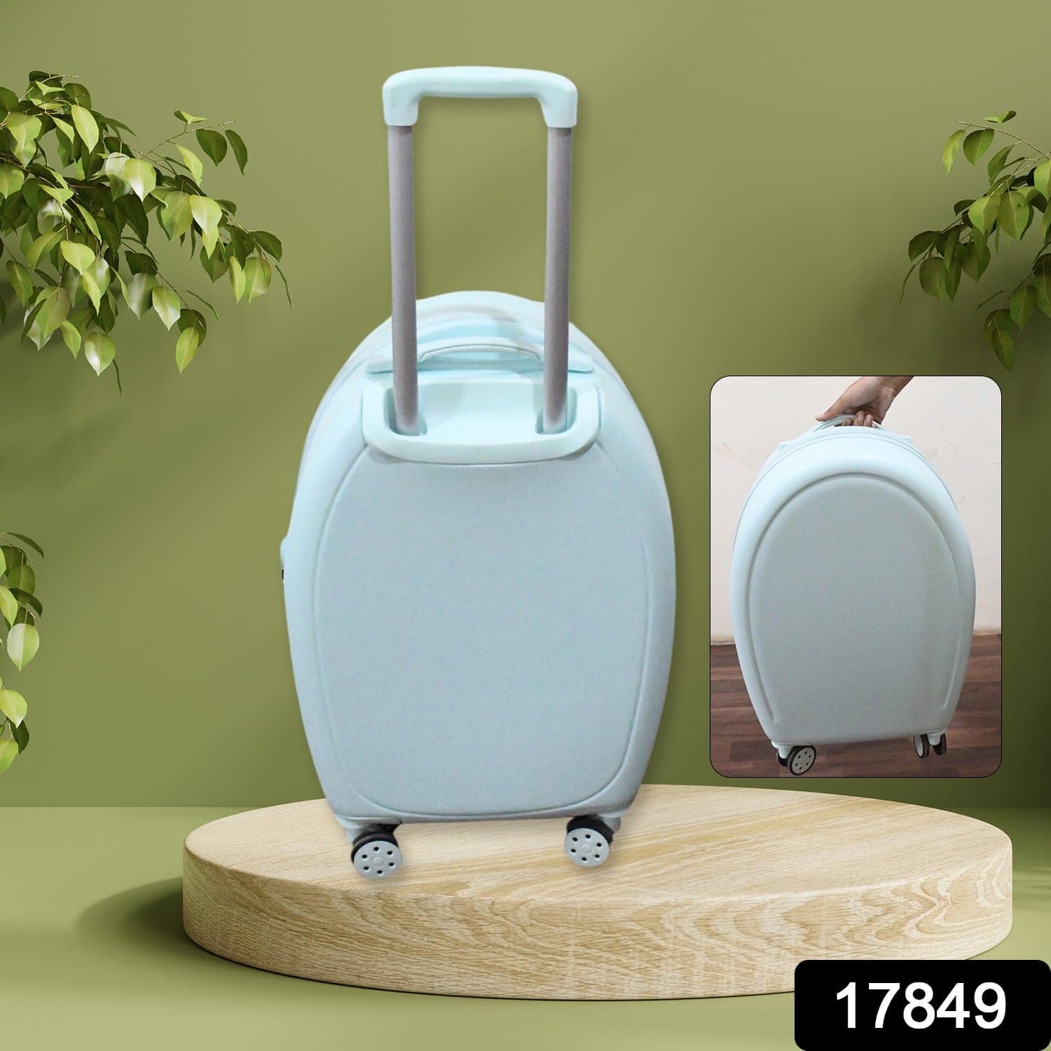 17849 Suitcase For Kids Girls Green Small Cabin Hard Cover Holiday Carry On Trolley With Extendable Handle thumbnail 2