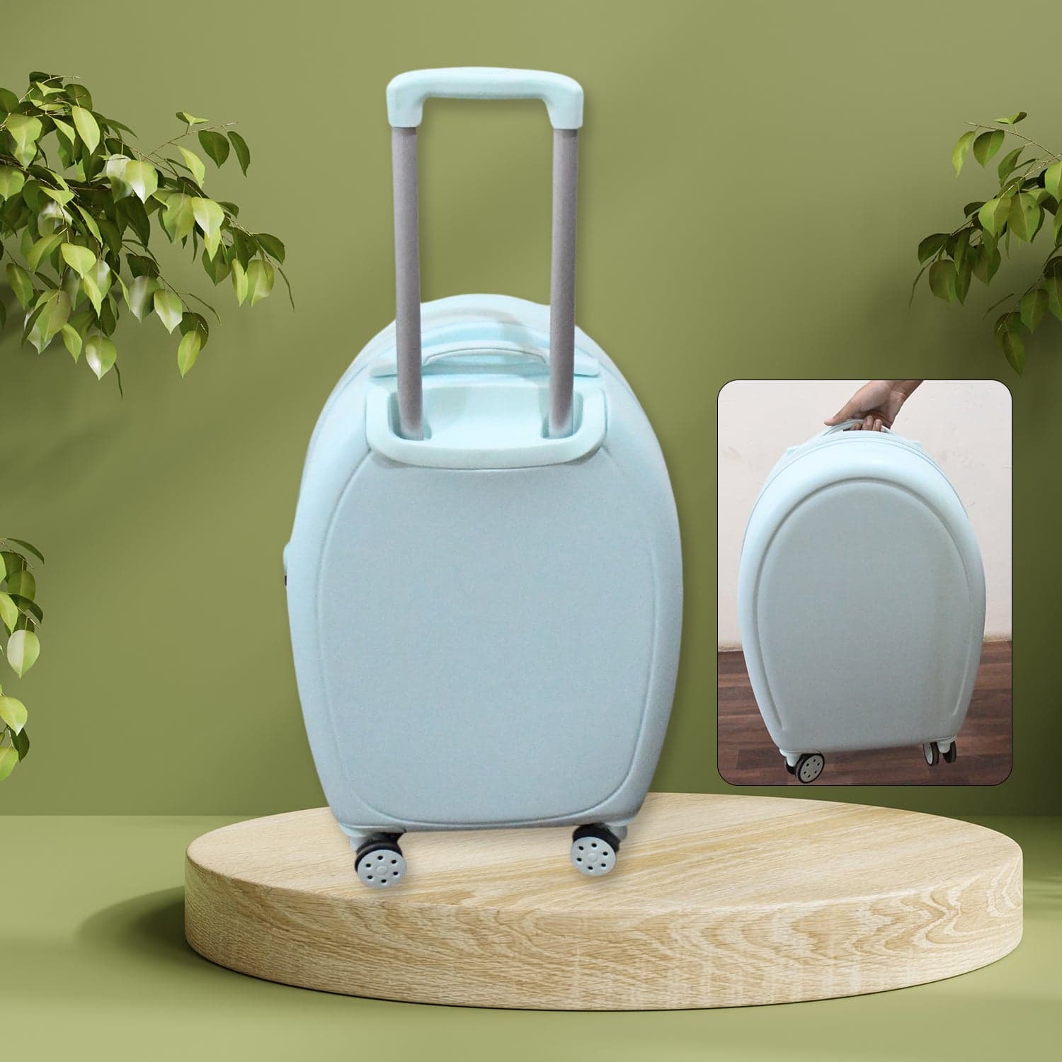 17849 Suitcase For Kids Girls Green Small Cabin Hard Cover Holiday Carry On Trolley With Extendable Handle thumbnail 3