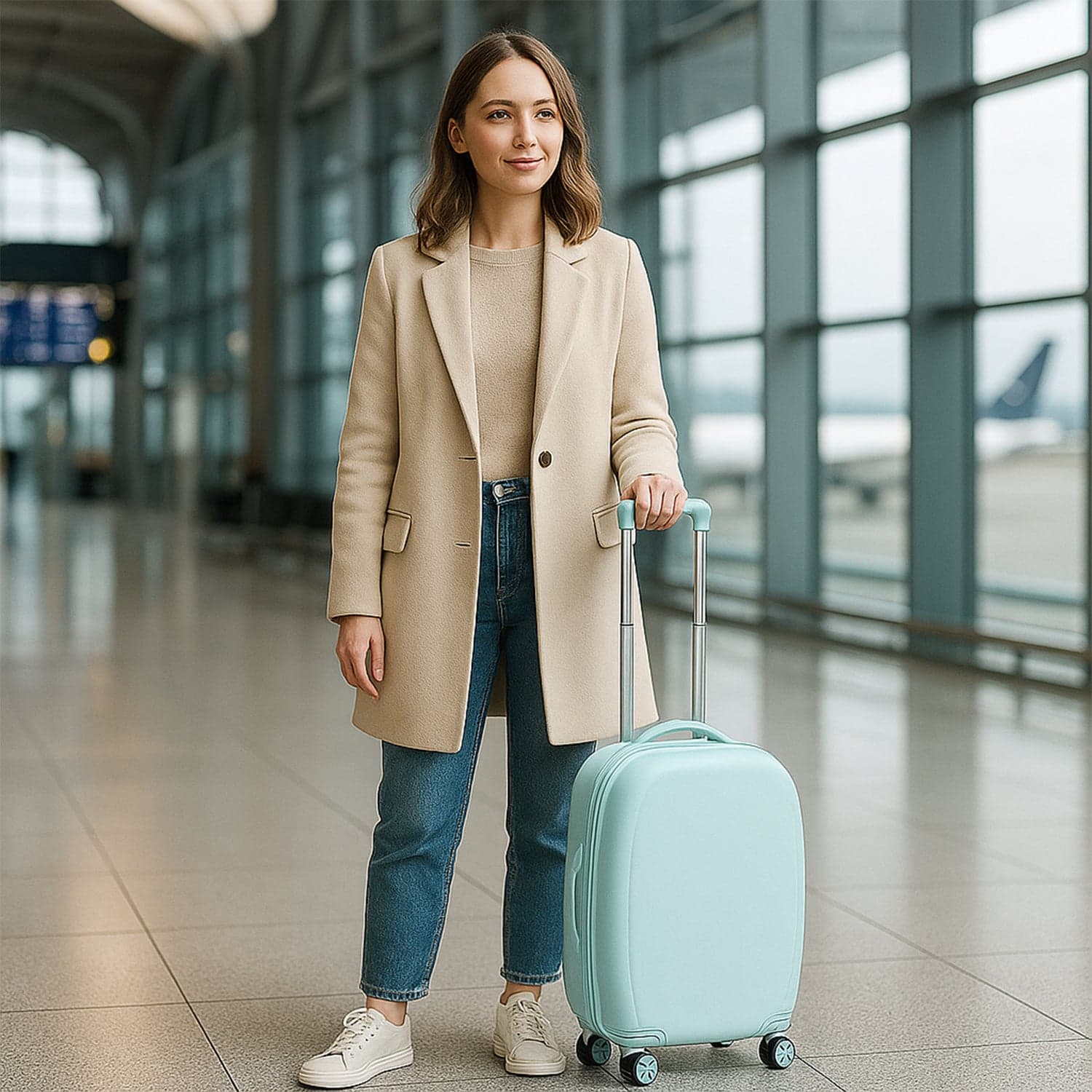 17849 Suitcase For Kids Girls Green Small Cabin Hard Cover Holiday Carry On Trolley With Extendable Handle thumbnail 4