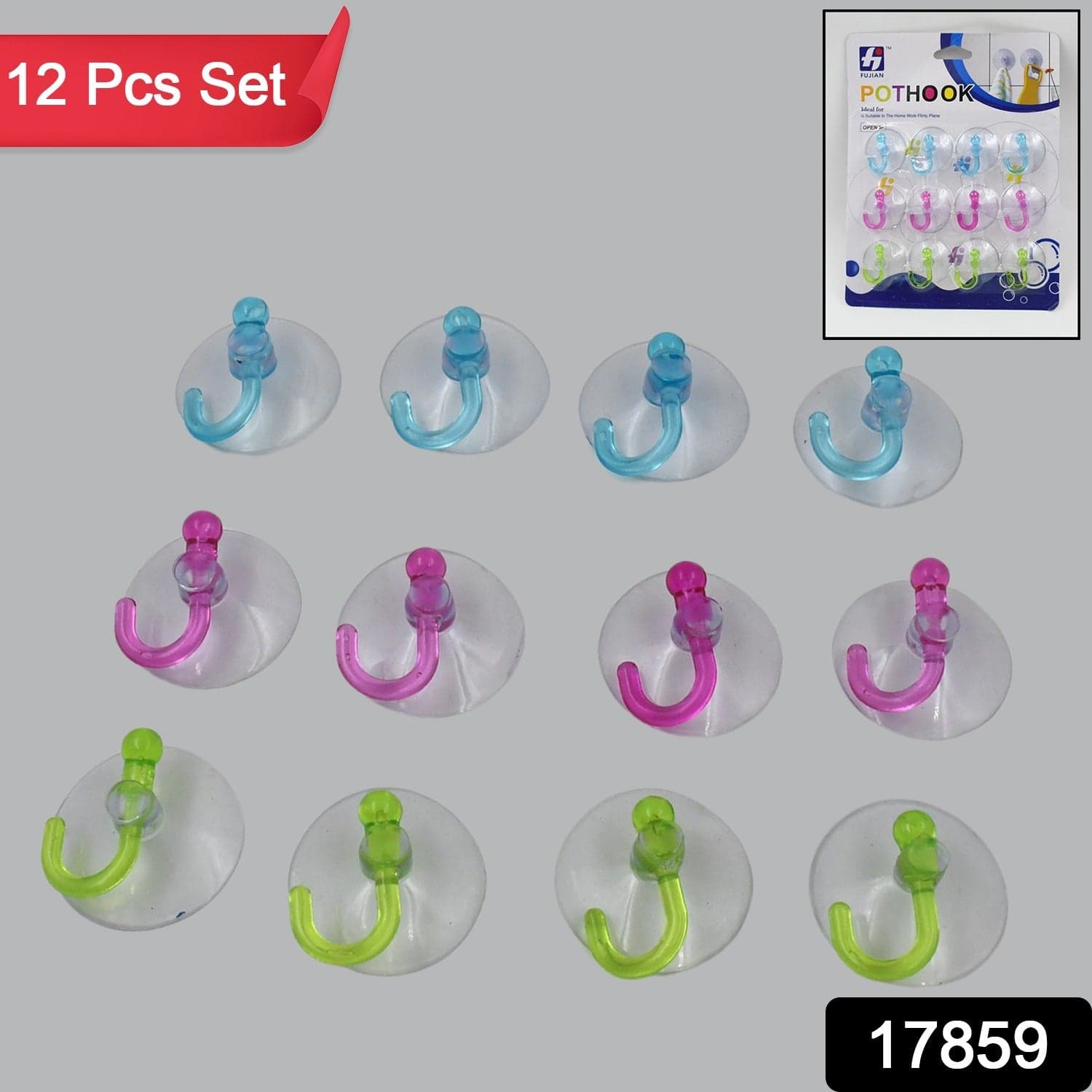 Transparent Rubber Vacuum Sucker Hooks Hanger Strong Suction Cup (12 Pc) thumbnail 2