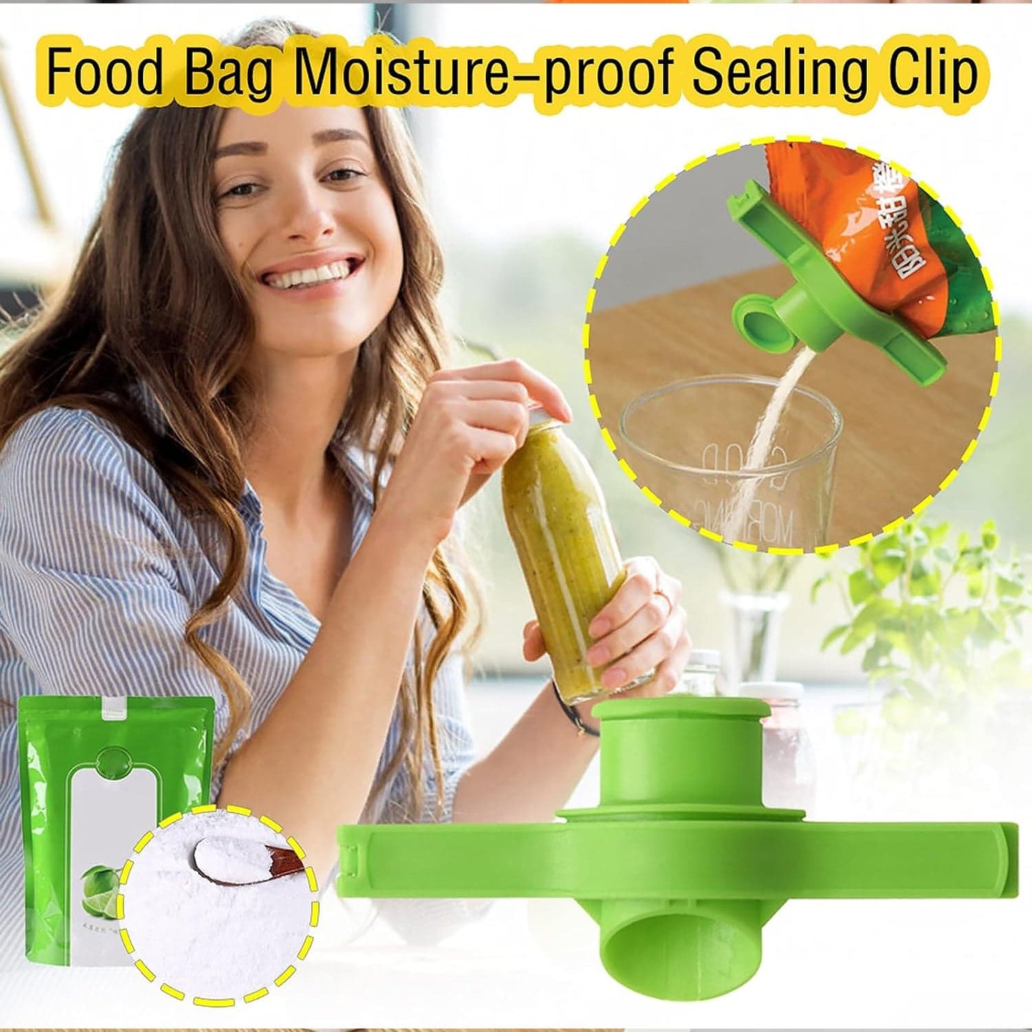 Food Storage Sealing Clip Solid Color Seal Pour Bag Clip Snack Bag Clip Food Bag Sealing Clip Sealing Clamp with Cap Kitchen Chip Bag Clips (1 Pc) thumbnail 5