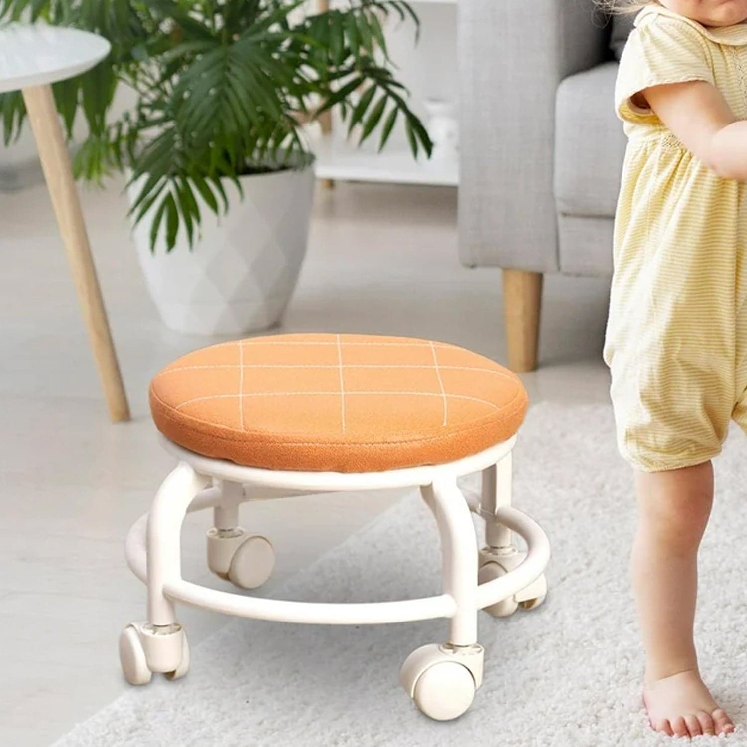 Roller Seat Stool Low Height Rolling Plastic Stool (1 Pc) thumbnail 3