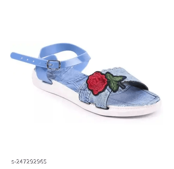 LifeO -Designer Stylish Women's & Girls Blue Sandals thumbnail 2