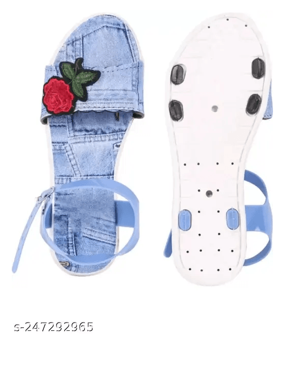 LifeO -Designer Stylish Women's & Girls Blue Sandals thumbnail 3