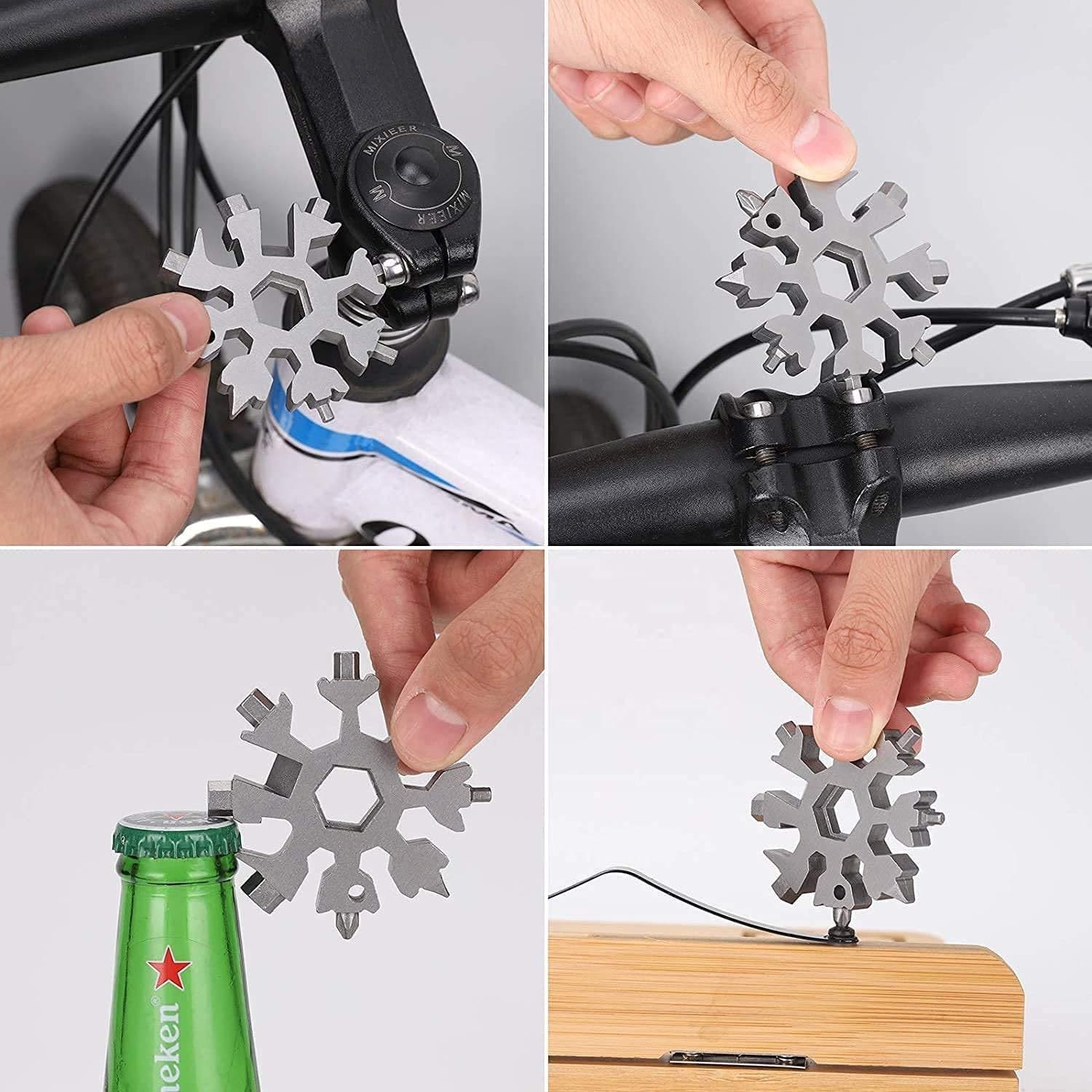 Durable & Portable 18 In 1 Snowflake Multi-Tool, Snowflake Bottle Opener Flat Phillips Screwdriver Kit Wrench thumbnail 7