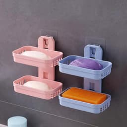 Adhesive Sticker Soap 2 Layer Dish Holder Wall Mounted Bathroom Shower Soap Holder Saver Box Storage Organizer Rack
