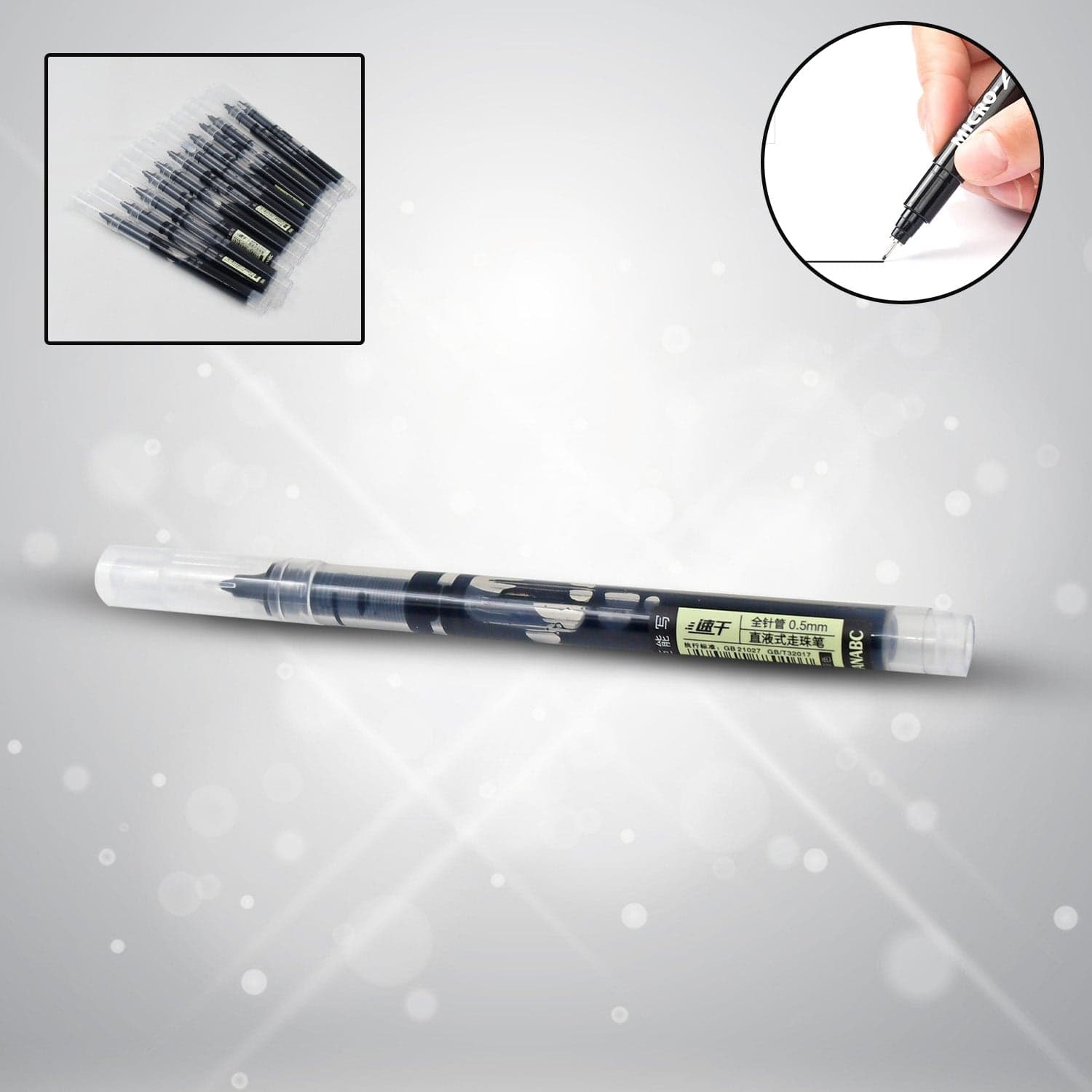 Large Black Roller ball Pens / Gel Pen Set Drawing Writing Pen 0.5 mm (12 Pcs Set) thumbnail 1