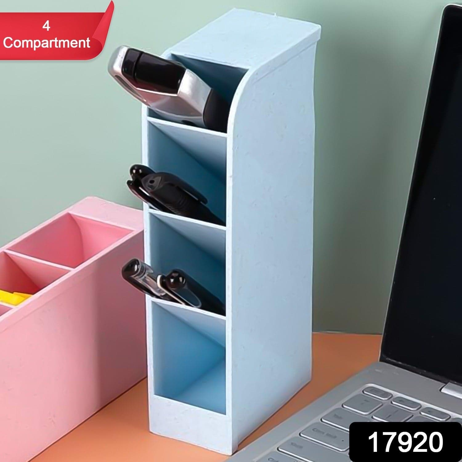 Multipurpose 4 Compartment Pen Holder Office Desktop (1 Pc) thumbnail 2