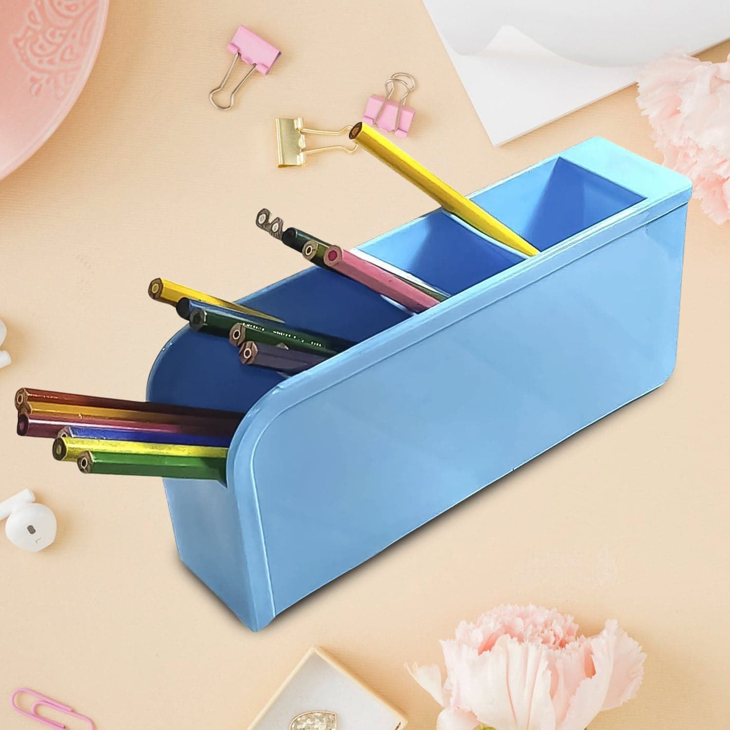 Multipurpose 4 Compartment Pen Holder Office Desktop (1 Pc) thumbnail 3
