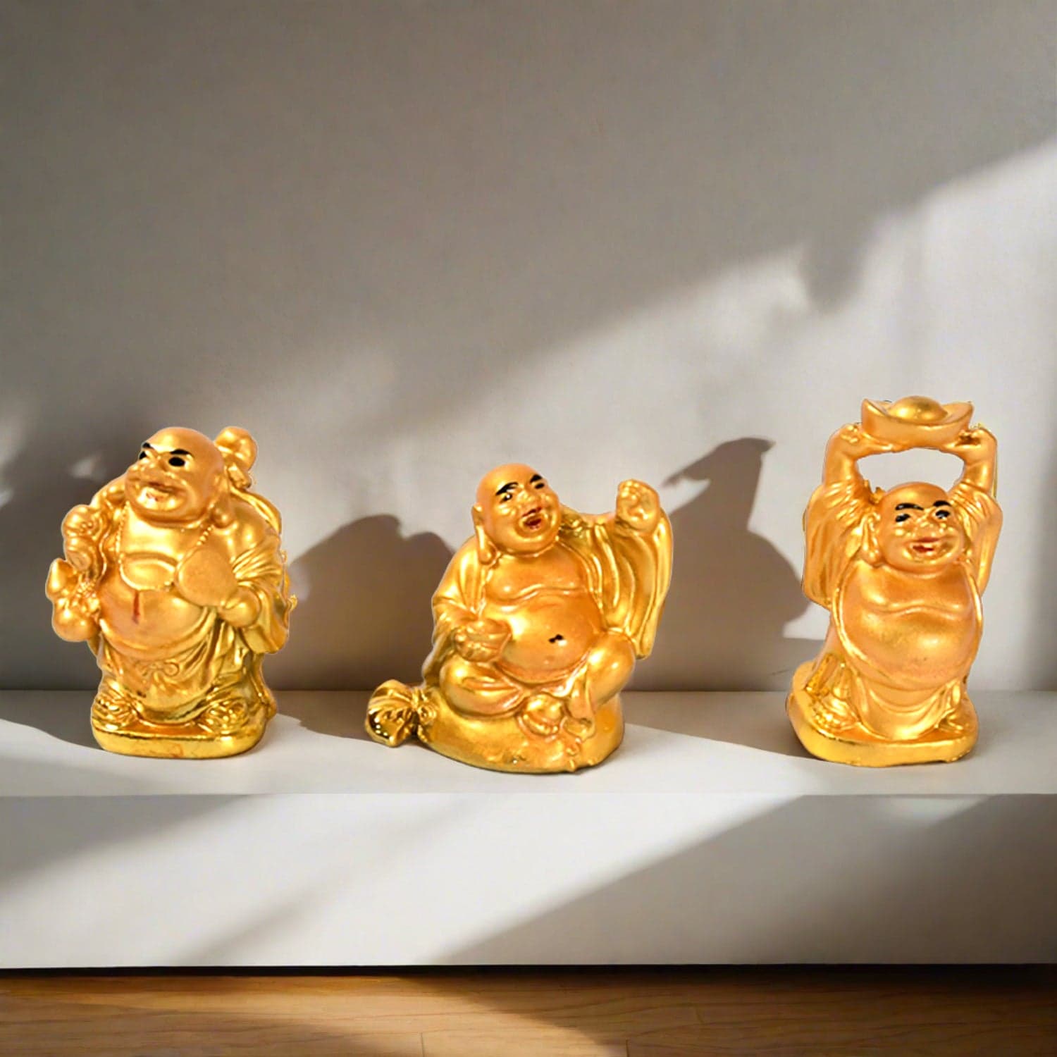 Golden Laughing Buddha Set Of Six Pieces Statue For Happiness thumbnail 6