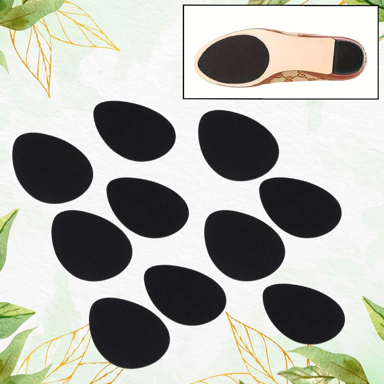 Non-Slip Shoe Pads, Rubber Shoe Sole Protector Pads, Self-Adhesive Shoe Grips Pads Stickers Non Skid For Ladies Shoes, High Heels, Boots (10 Pcs Set) thumbnail 1