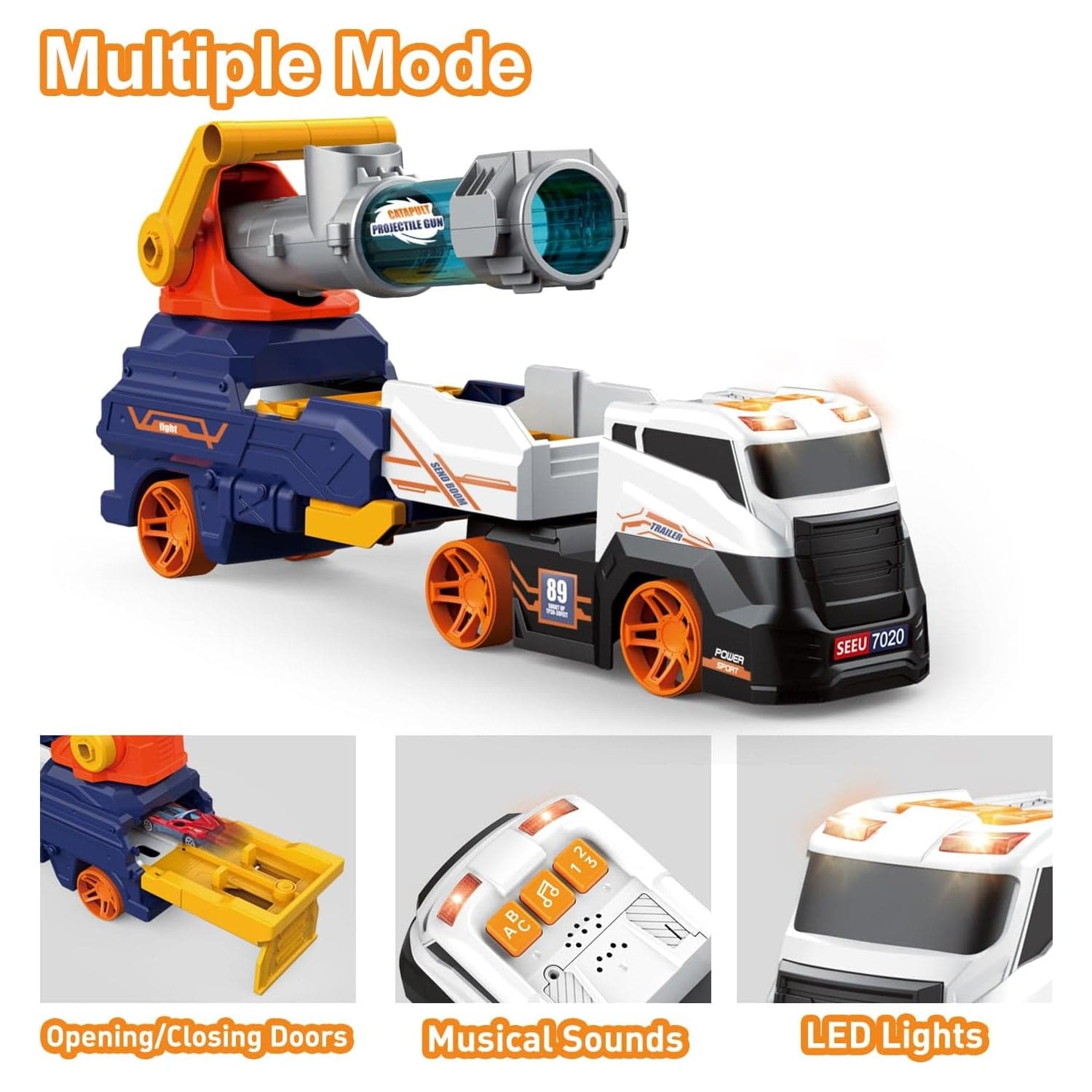 Large Truck Toys Include 2 Racing Cars+4 Ball, with Light & Sounds (Battery Not Included) thumbnail 4