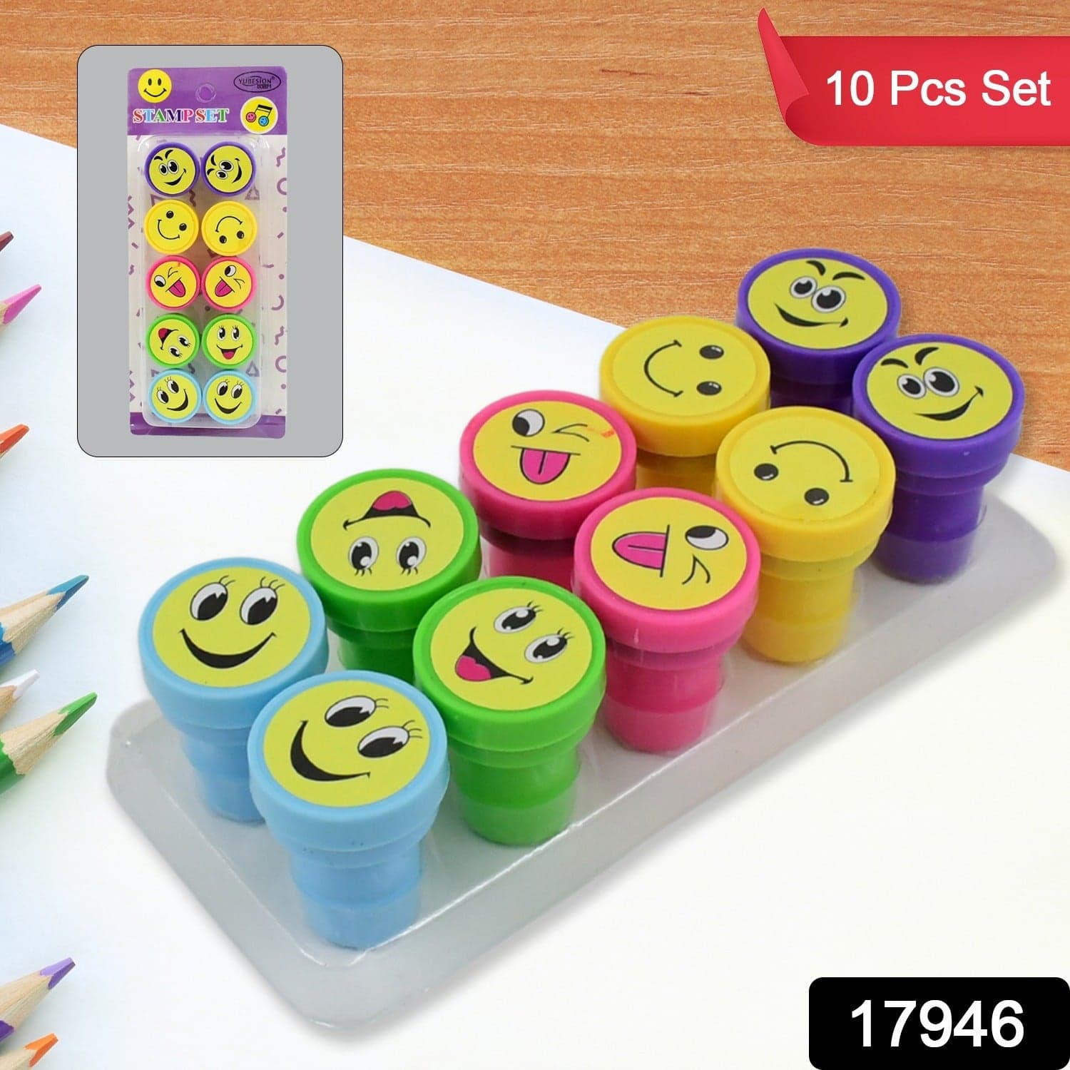 Emoticon Stamps 10 pieces in Round Shape Stamp (Multicolor / 10 Pc) thumbnail 2