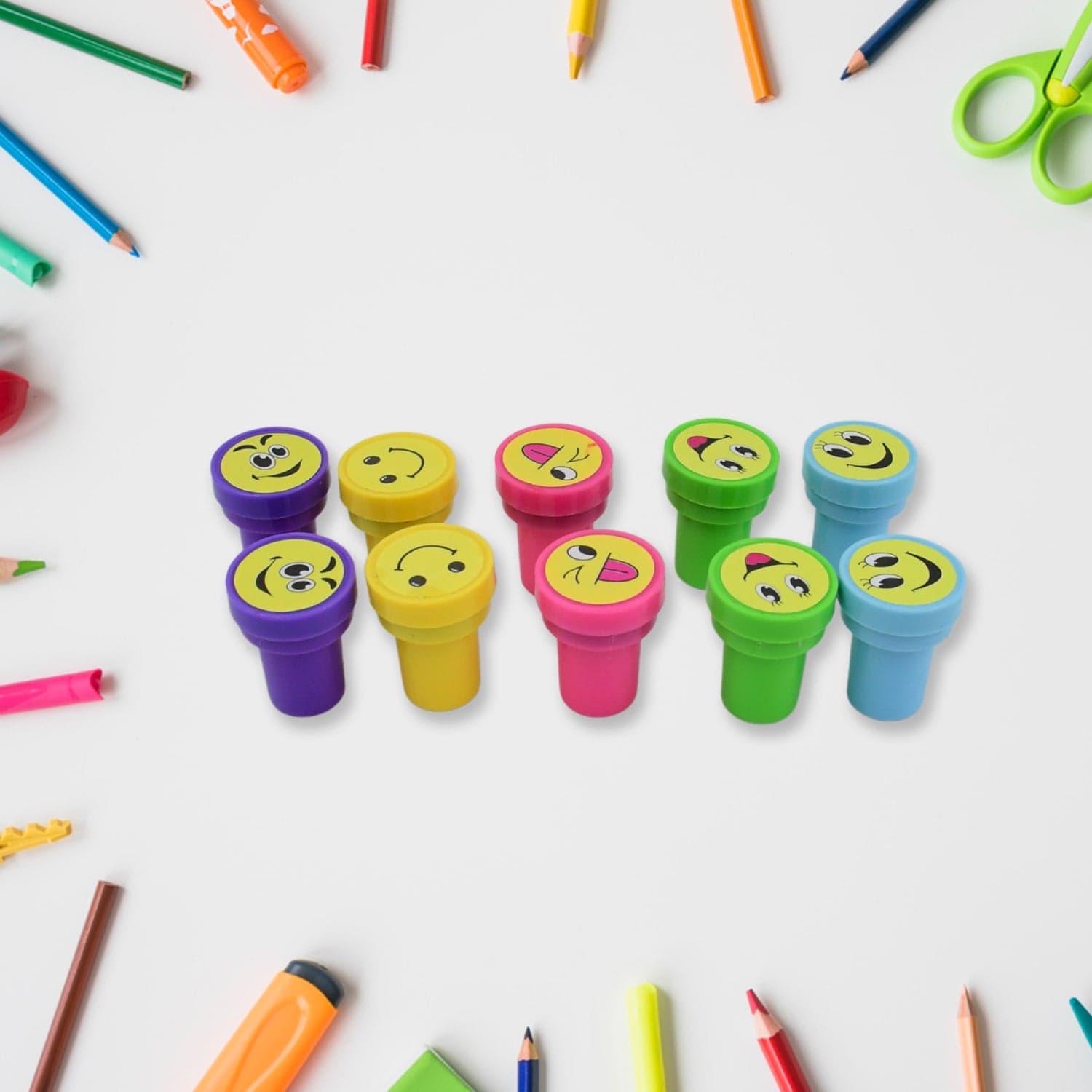 Emoticon Stamps 10 pieces in Round Shape Stamp (Multicolor / 10 Pc) thumbnail 4