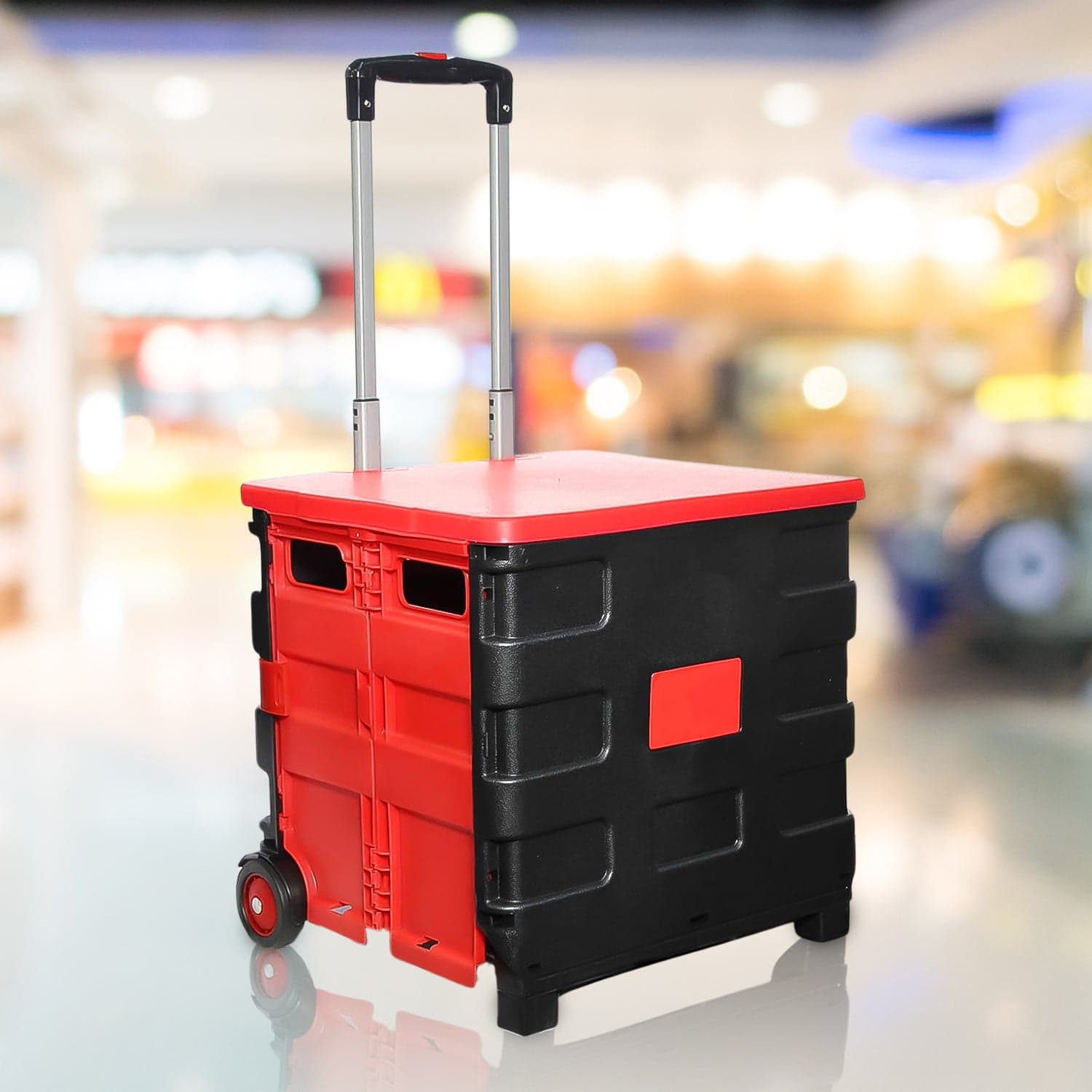 Foldable Shopping Grocery Trolley / Cart Travel Portable Food Basket (1 Pc) thumbnail 1