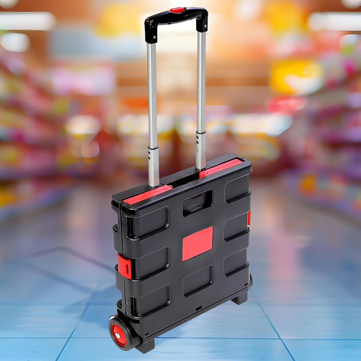 Foldable Shopping Grocery Trolley / Cart Travel Portable Food Basket (1 Pc) thumbnail 3
