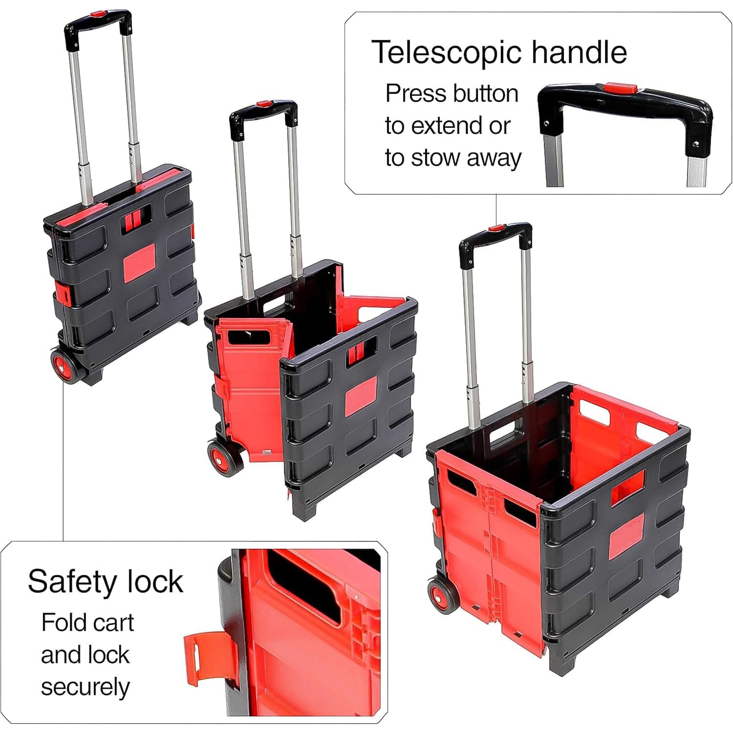 Foldable Shopping Grocery Trolley / Cart Travel Portable Food Basket (1 Pc) thumbnail 4