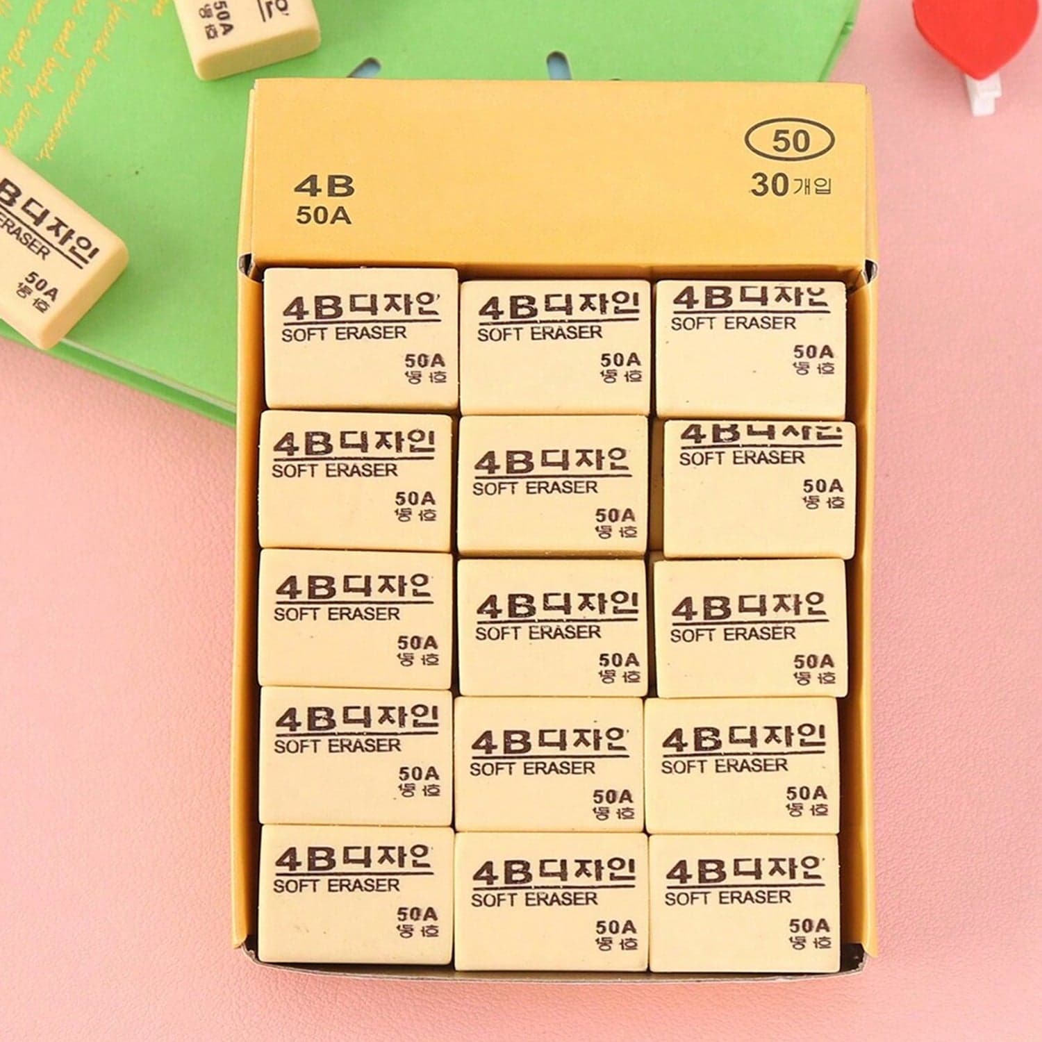 4B Erasers 30 Pack Erasers Yellow Erasers for Kids thumbnail 1