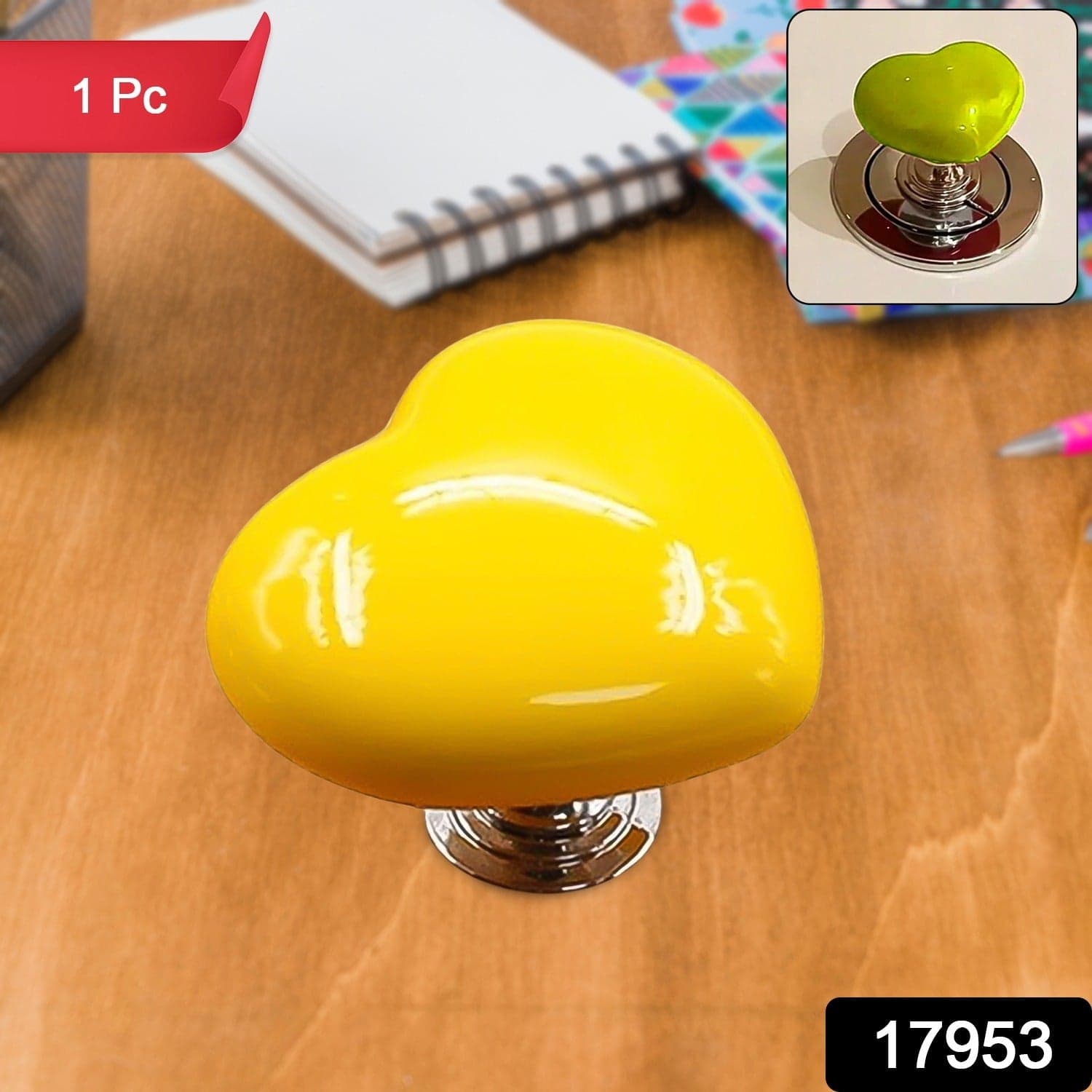 Multipurpose Cabinet Door Handle Drawer, Heart-Shaped Knob Pulls Toilet Press Button (1 Pc) thumbnail 2