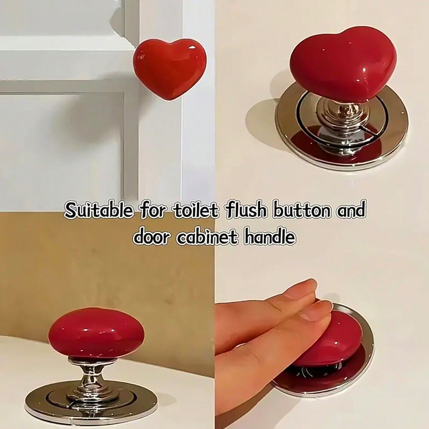 Multipurpose Cabinet Door Handle Drawer, Heart-Shaped Knob Pulls Toilet Press Button (1 Pc) thumbnail 4
