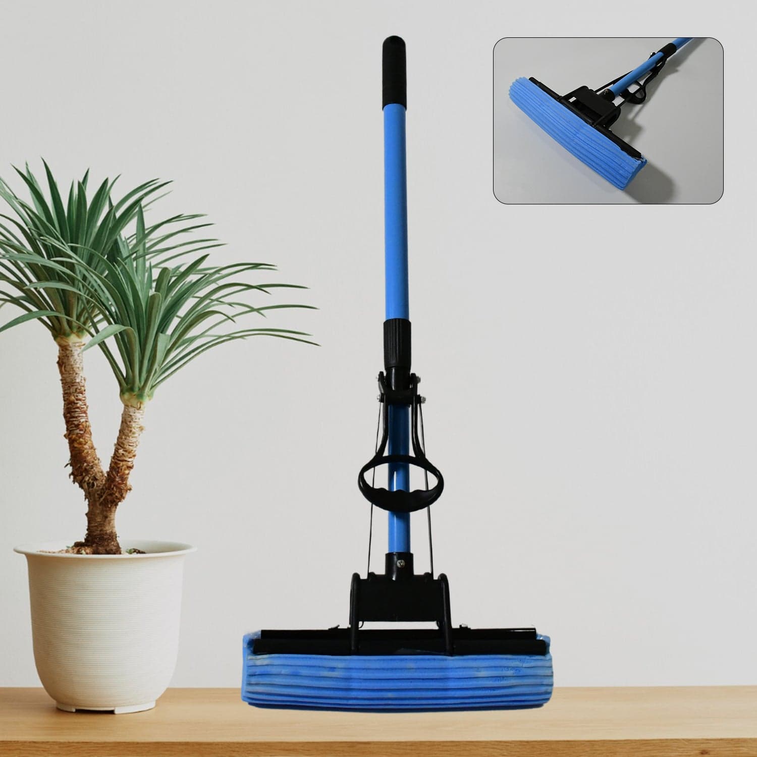 Floor Cleaning Squeeze Mop with Adjustable Telescopic Handle Squeegee Absorber Sponge Cleaner Pocha for Home Kitchen Bathroom (1 Pc) thumbnail 1
