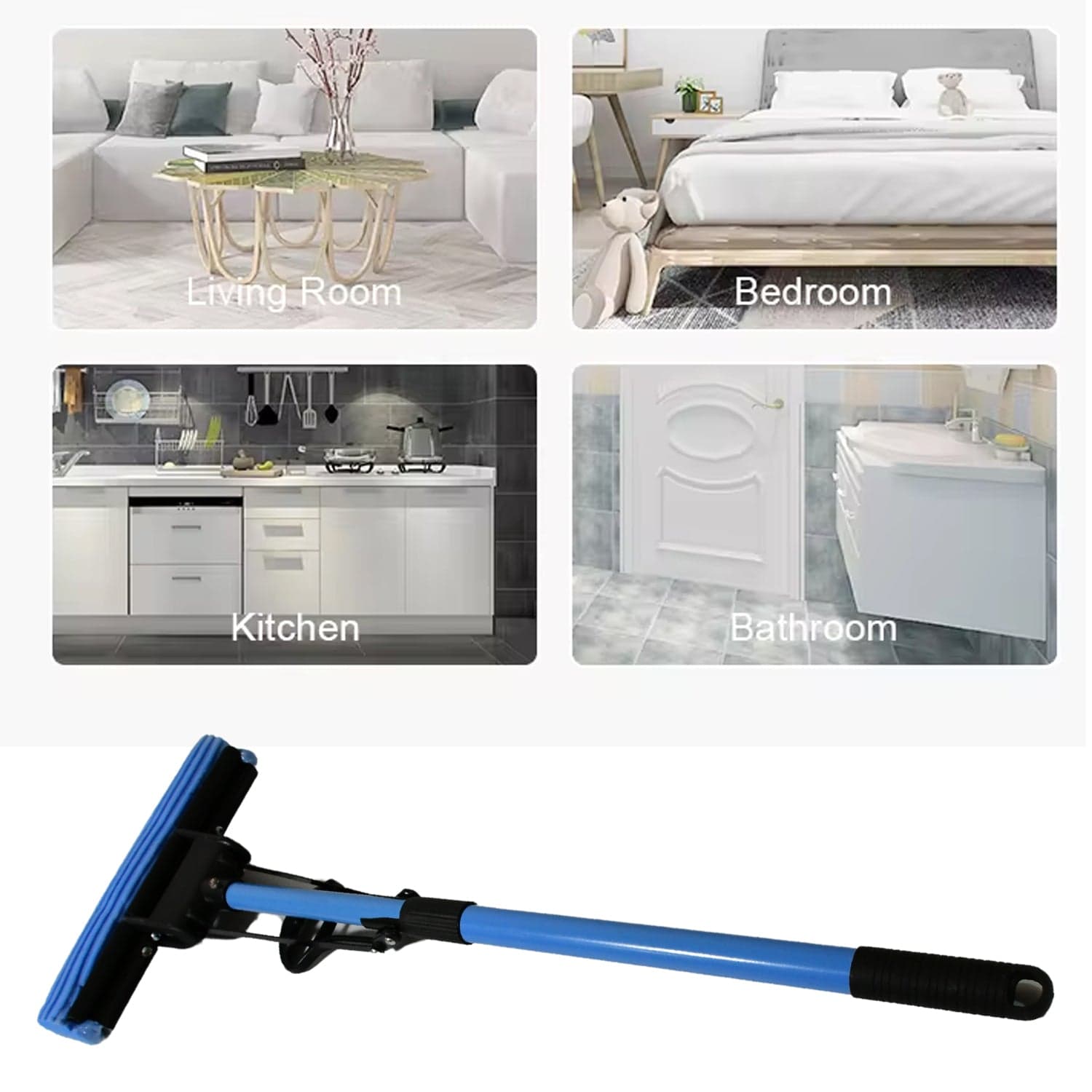 Floor Cleaning Squeeze Mop with Adjustable Telescopic Handle Squeegee Absorber Sponge Cleaner Pocha for Home Kitchen Bathroom (1 Pc) thumbnail 3