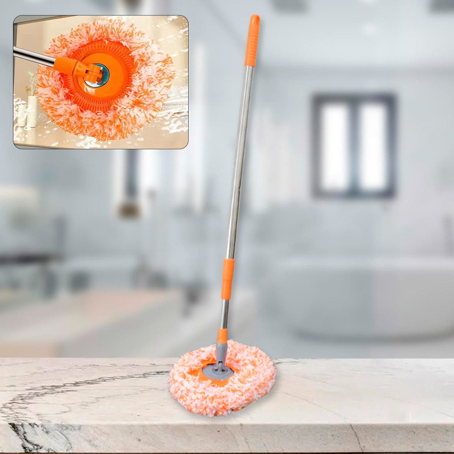 360° Rotatable Ceiling Dust Cleaning Mop Extendable Long Lightweight Handle Mop Heads Pad thumbnail 1